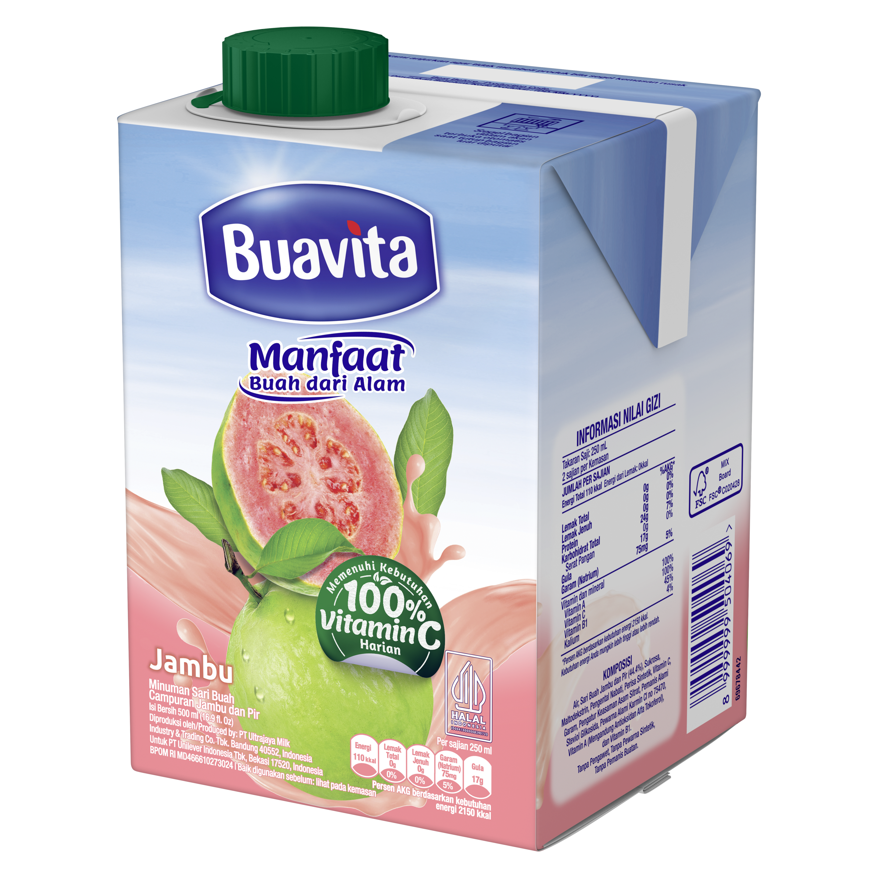 Buavita Minuman Sari Buah Jambu Asli Guava 100% Vitamin C Harian 500 ml packshot