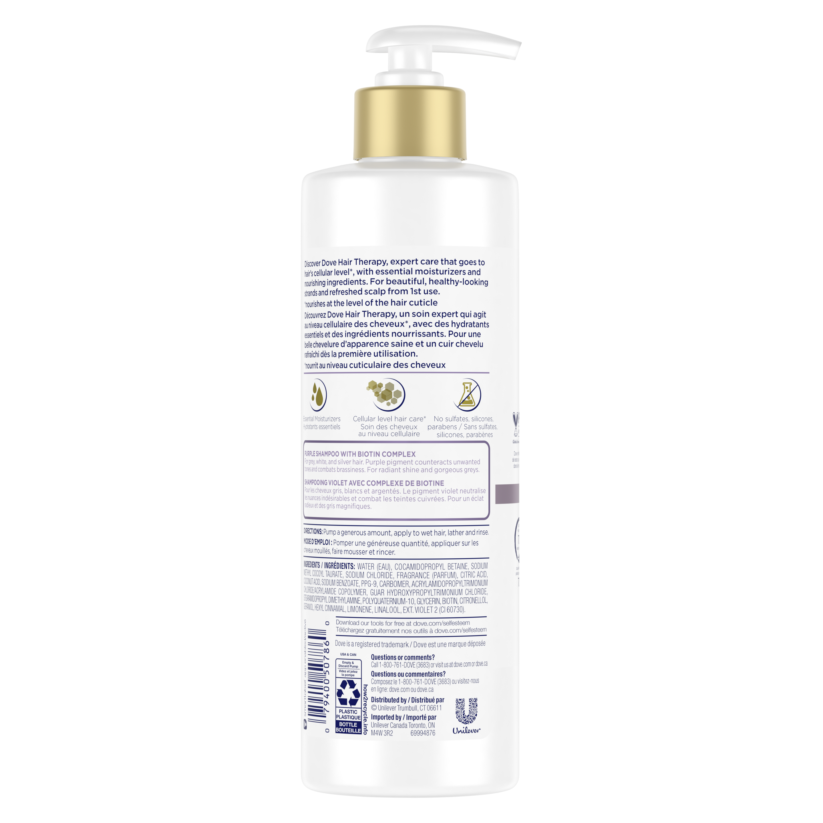 Dove Hair Therapy Gorgeous Greys Shampoo Back