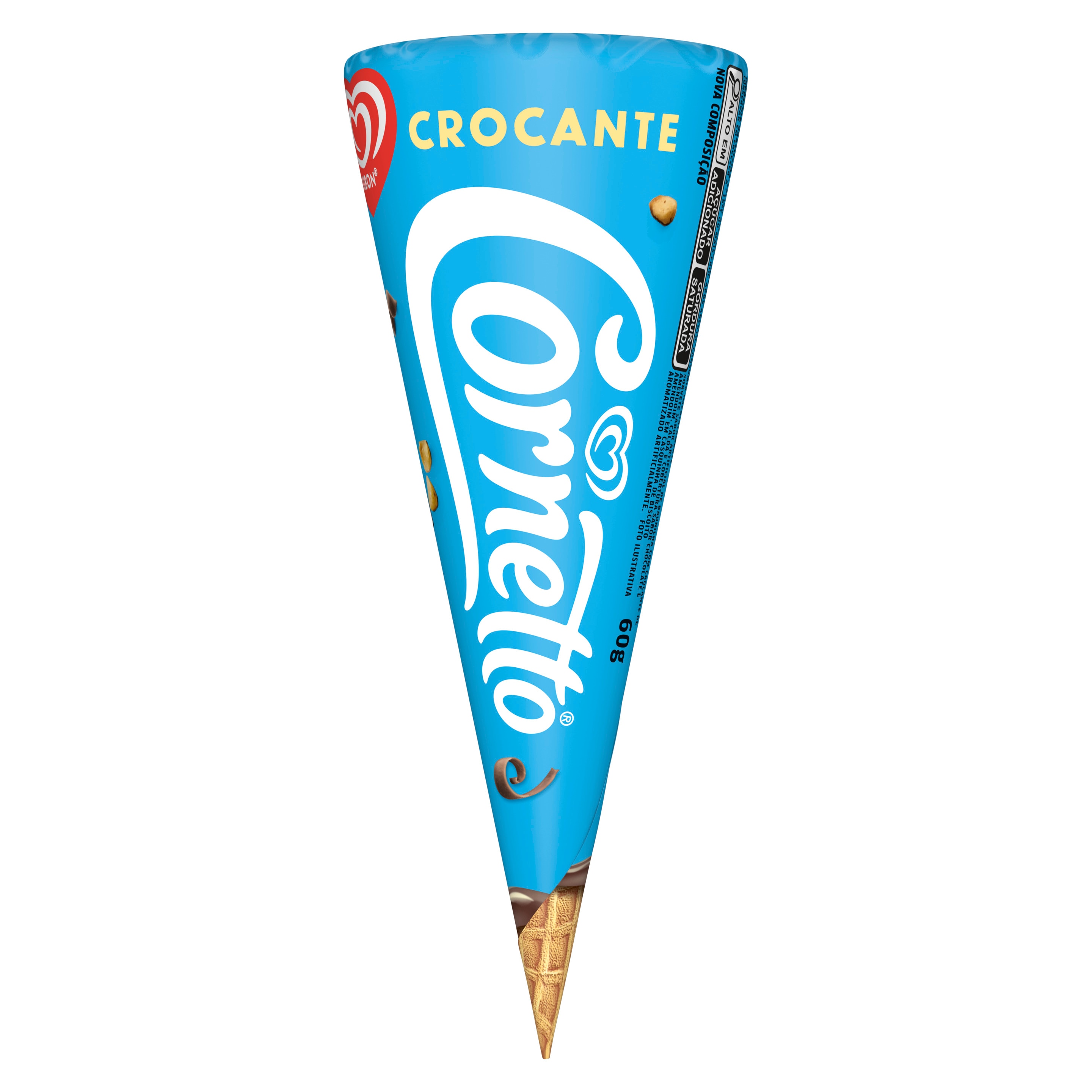 Cornetto Crocante com pedaços de castanhas de caju no topo