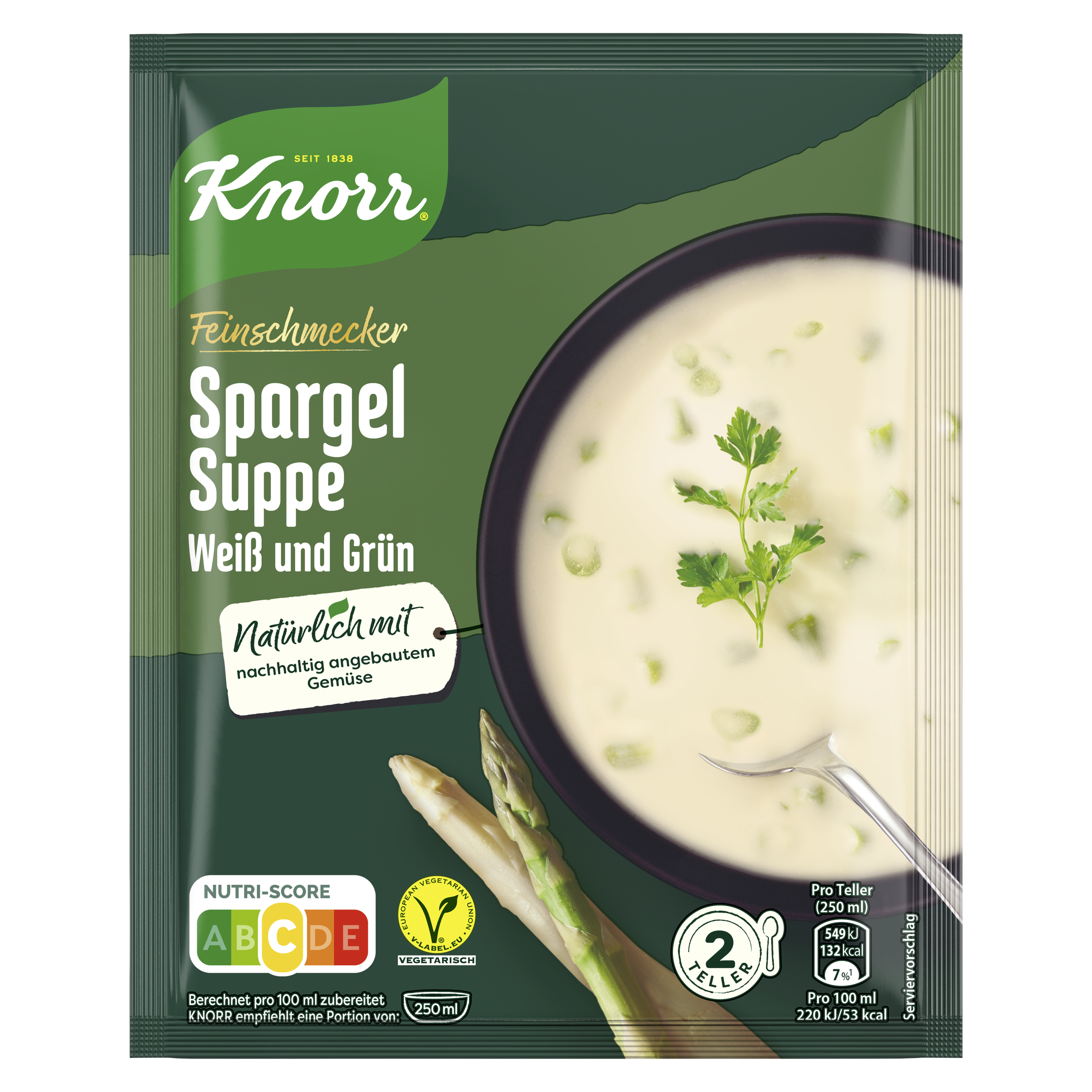 Knorr Feinschmecker Spargel Suppe weiß und grün 500ml Beutel