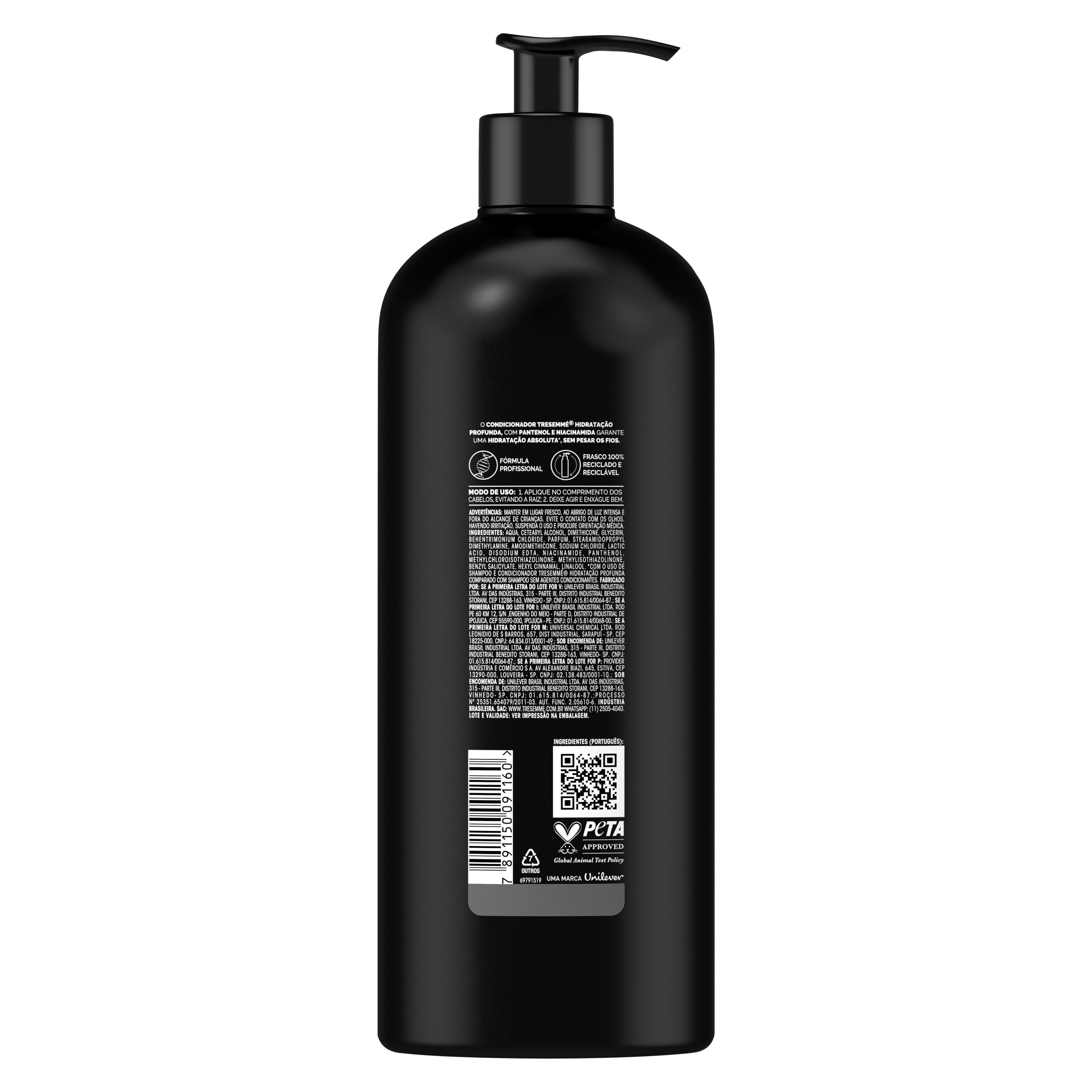 Condicionador TRESemme Hidratação Profunda 650mL - Parte traseira da embalagem
