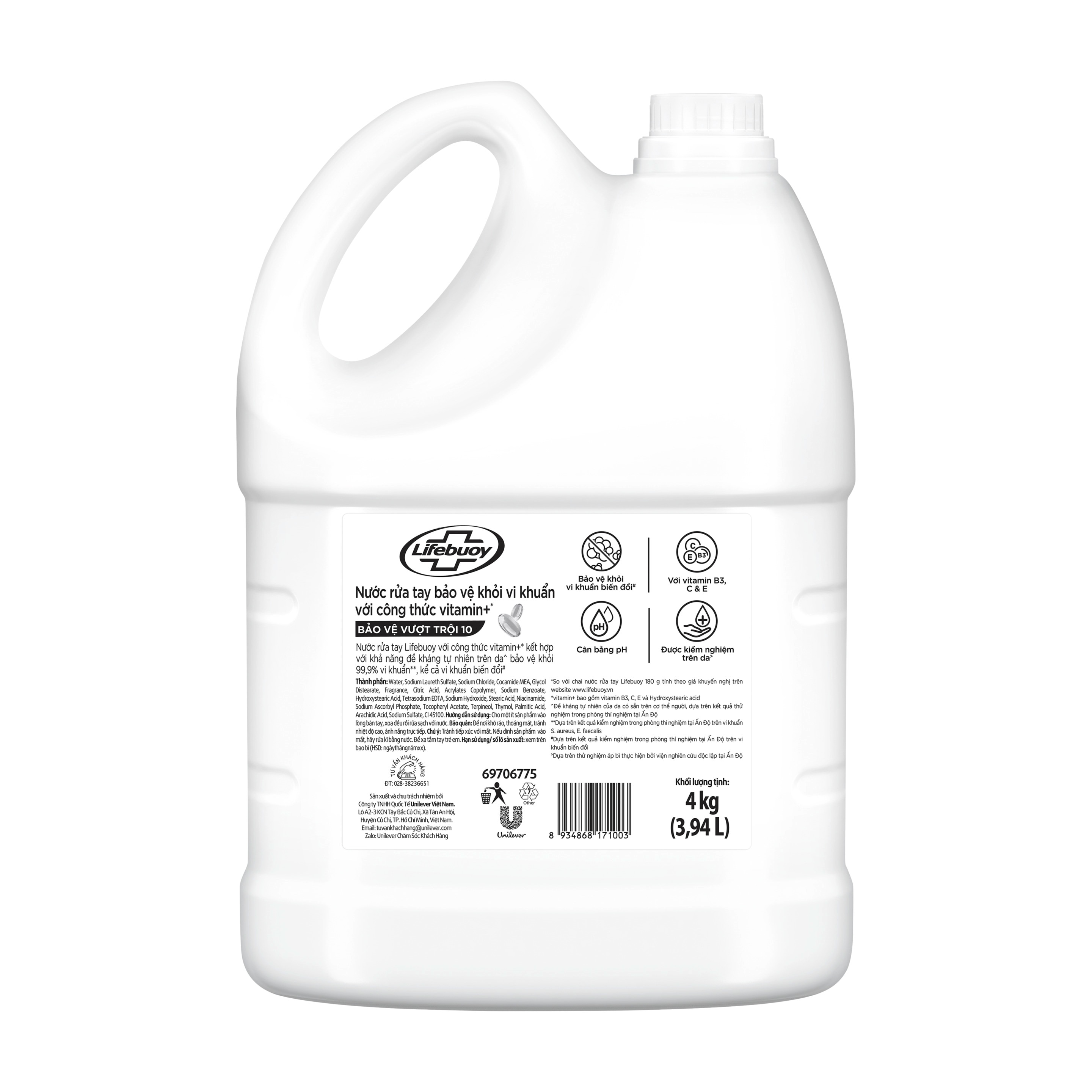 Nước Rửa Tay Lifebuoy Công Thức Vitamin+ (Can)