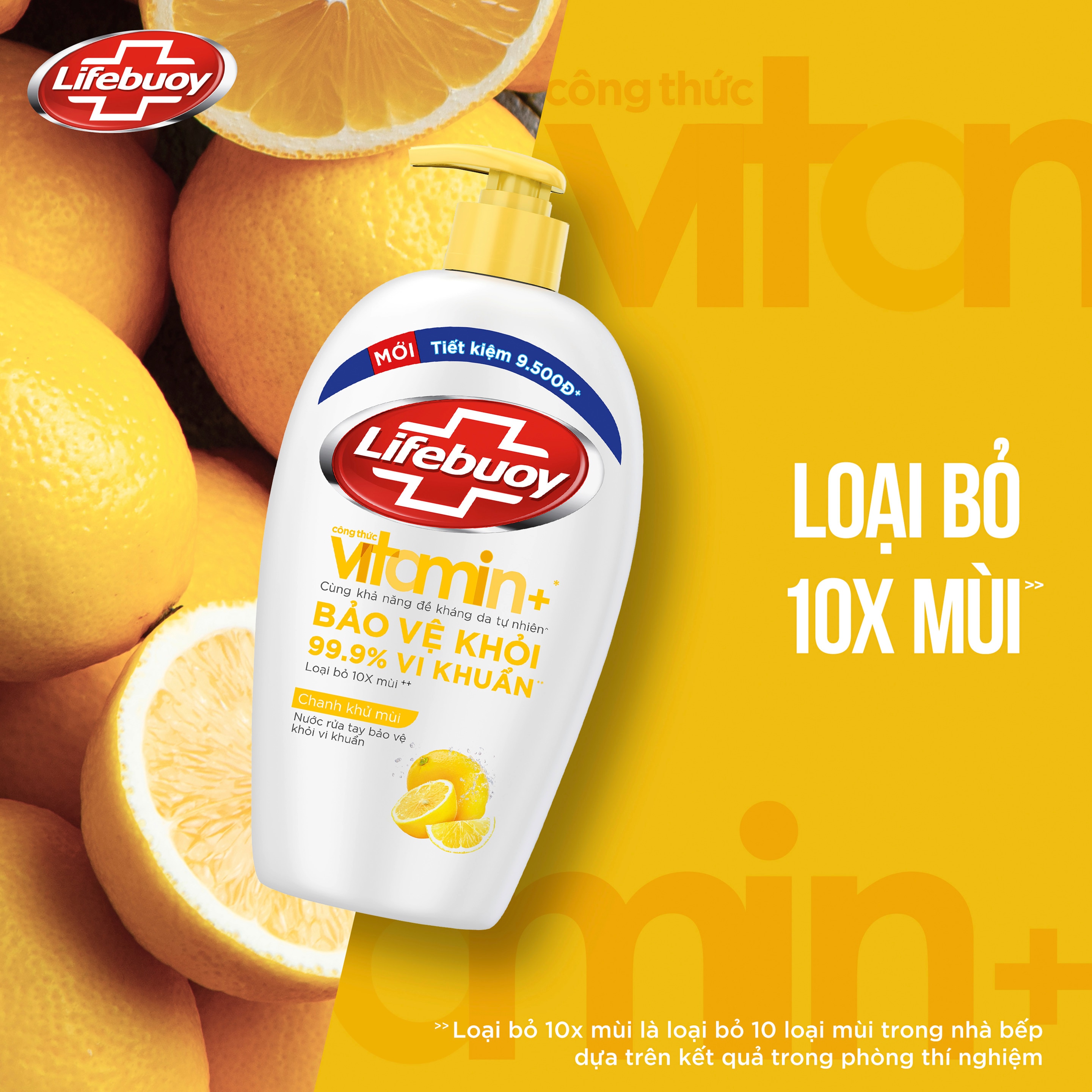 Nước Rửa Tay Lifebuoy Công thức Vitamin+ Chanh Khử Mùi (Chai)