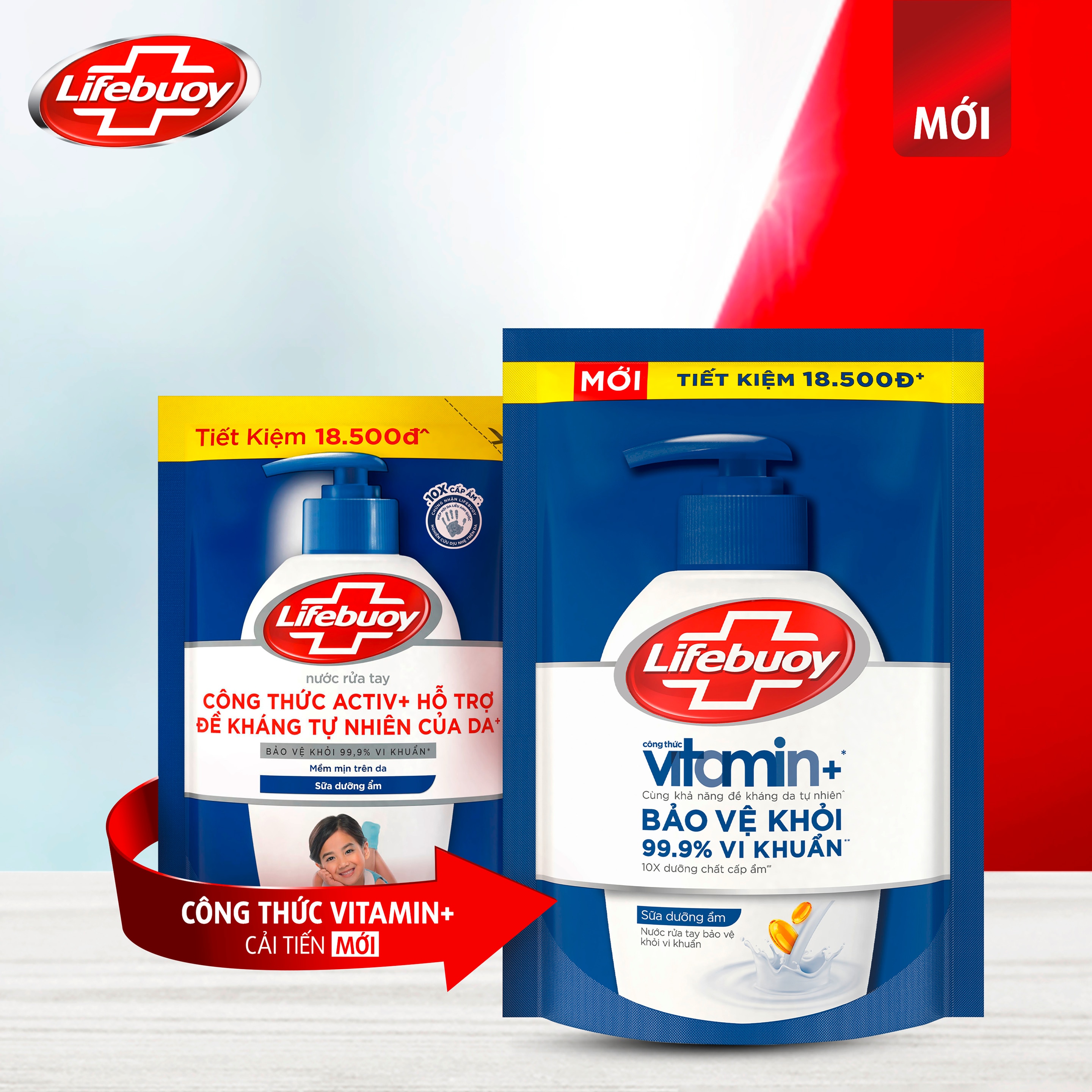 Nước Rửa Tay Lifebuoy Vitamin Sữa Dưỡng Ẩm (Túi)