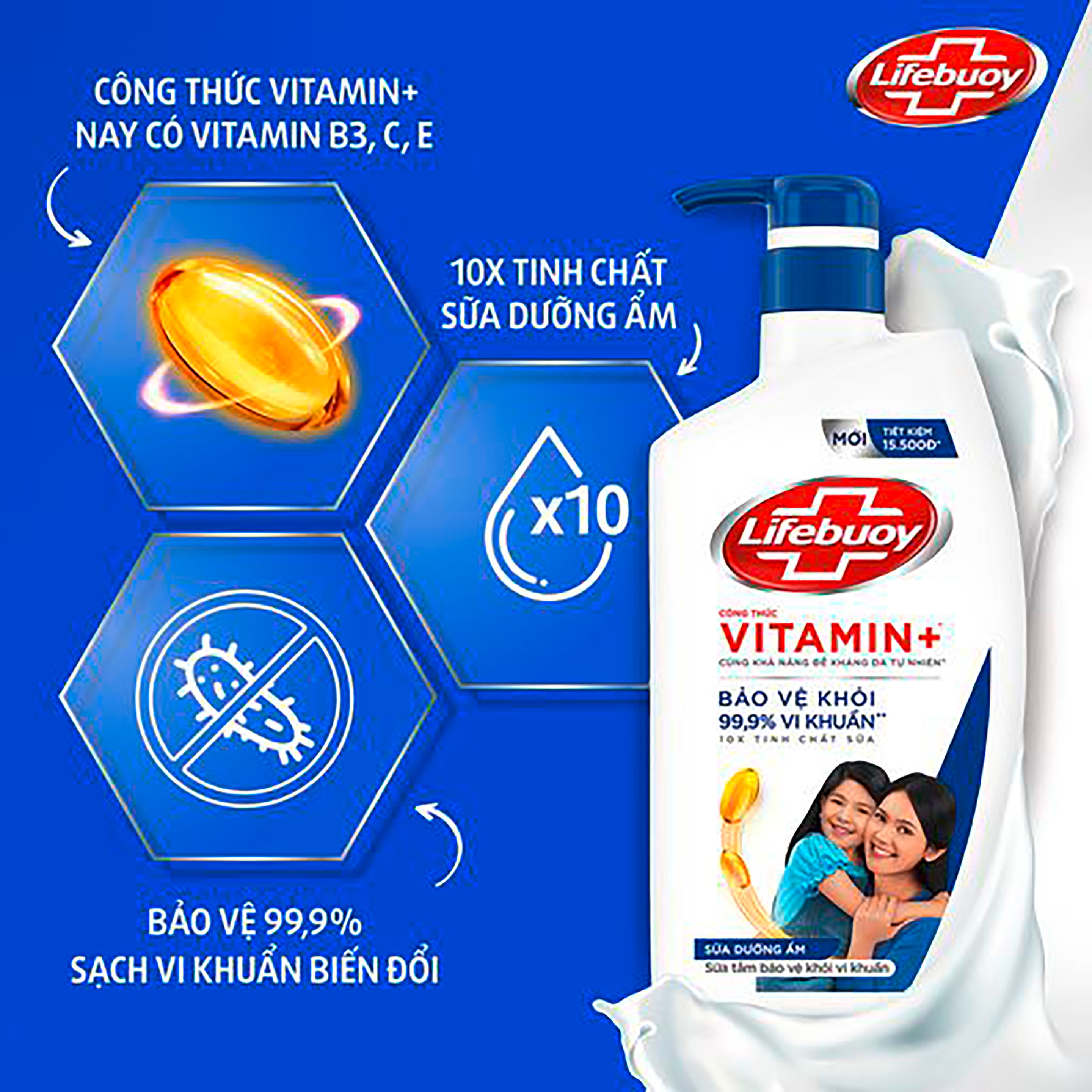Sữa Tắm Lifebuoy Công thức Vitamin+ sữa dưỡng ẩm CHAI CŨ (Chai)
