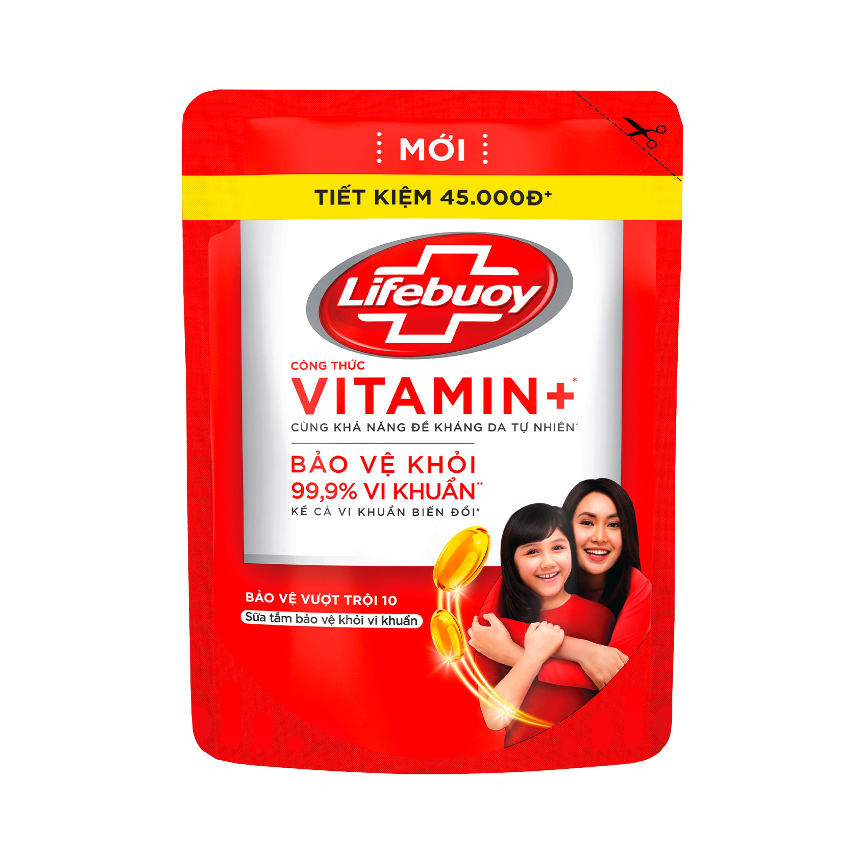 Sữa Tắm Lifebuoy Công thức Vitamin+ Bảo vệ vượt trội 10 (Túi) packshot