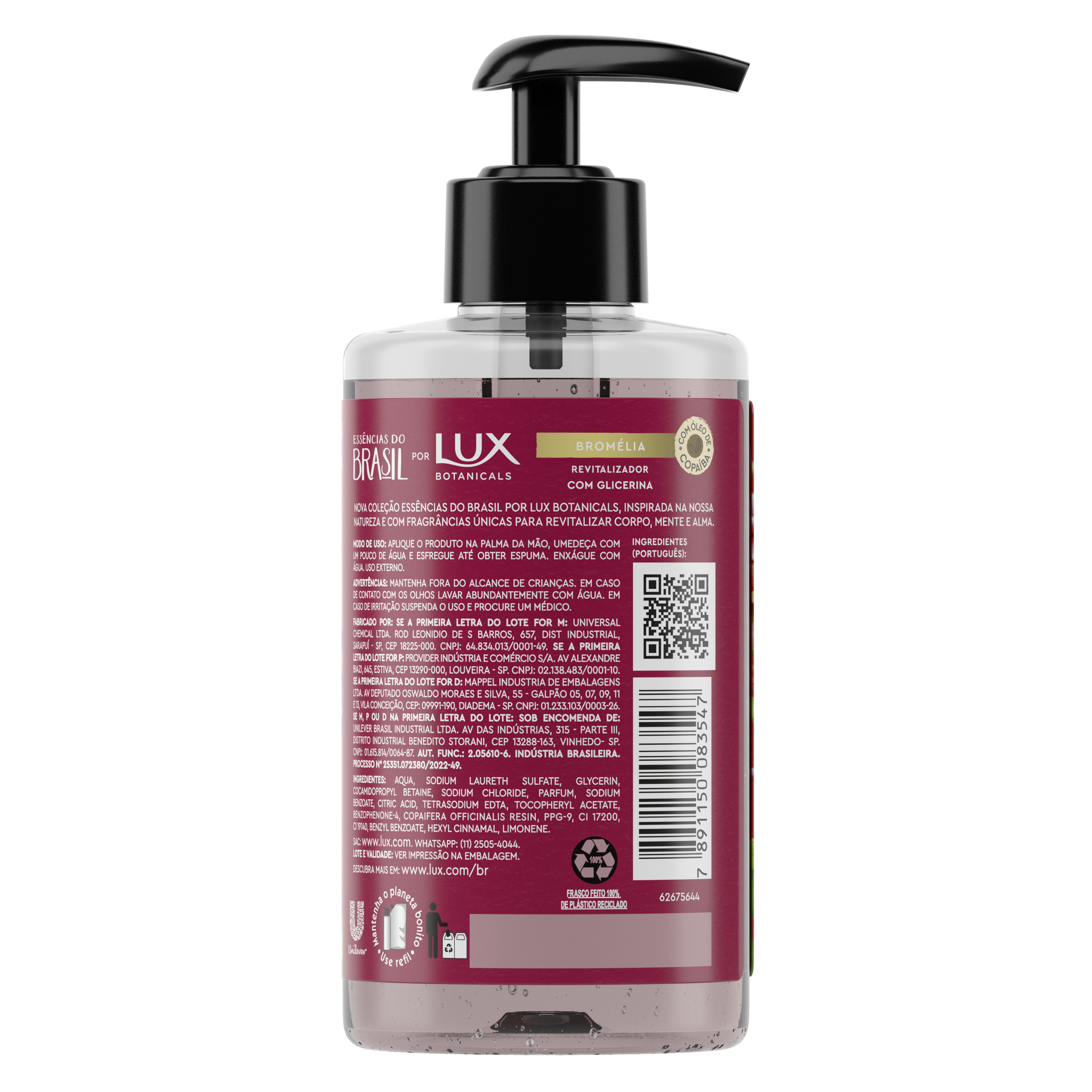 Sabonete Líquido Para as Mãos Lux Essências do Brasil Bromélia