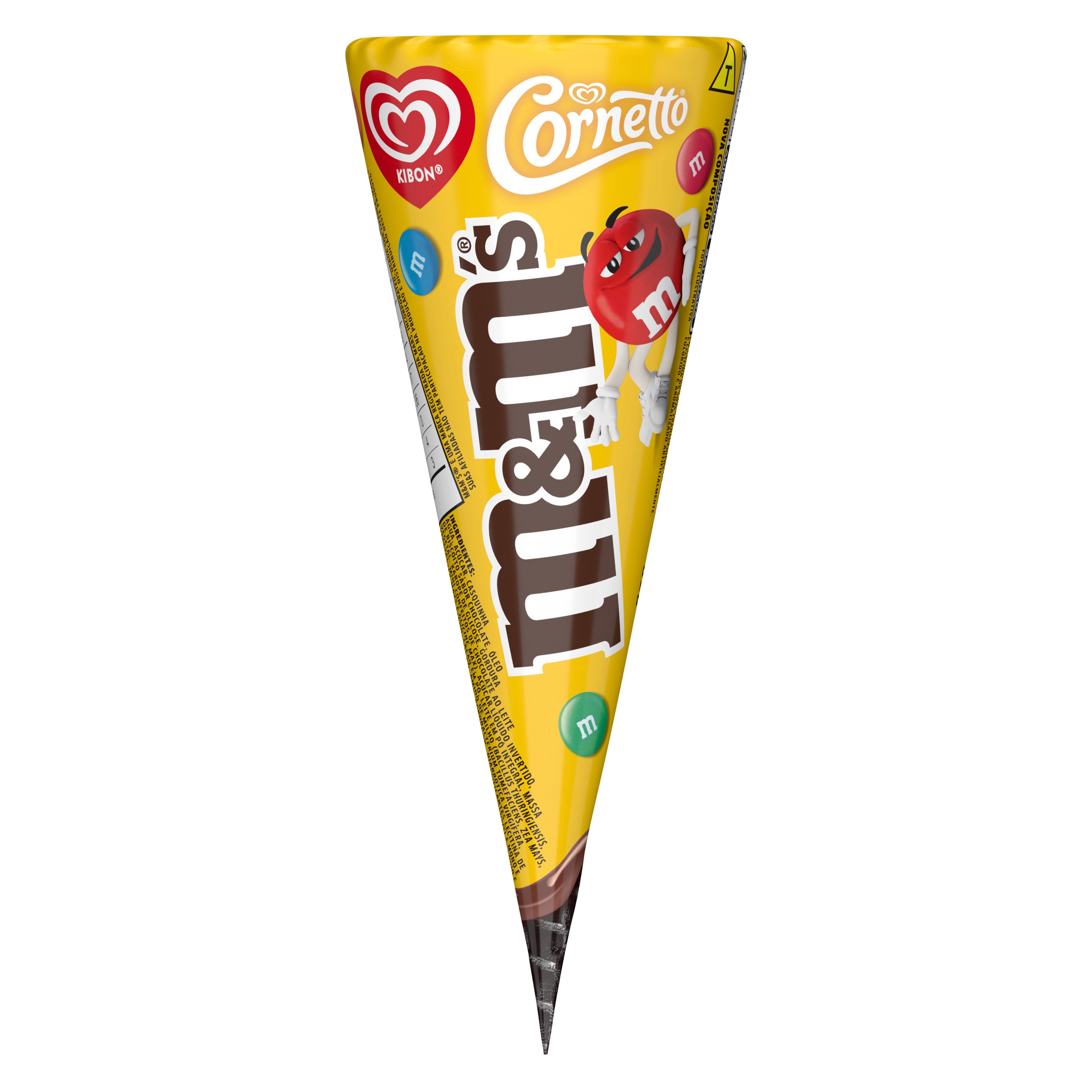 Cornetto M&M's com confeitos coloridos no topo
