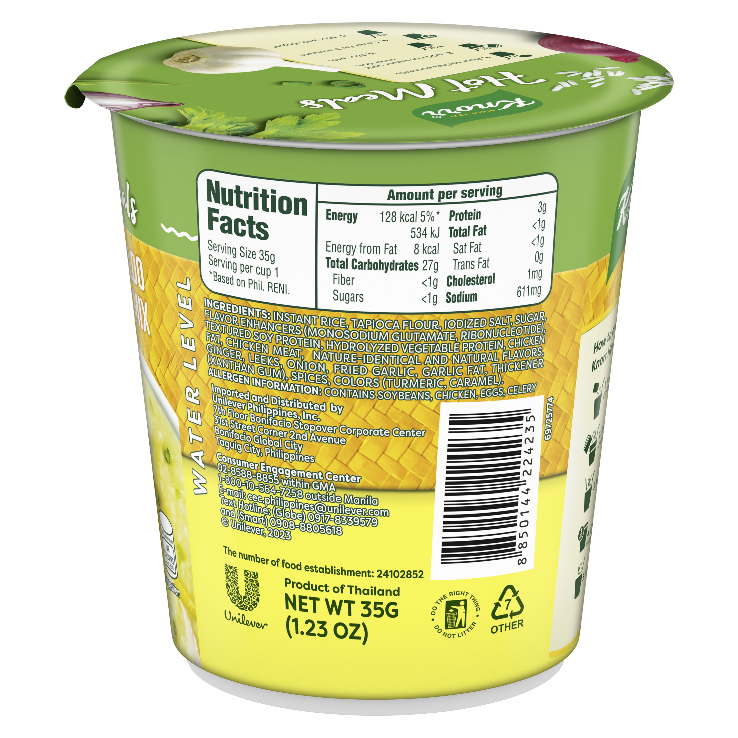 KNORR Hot Meals Instant Soup  Arroz Caldo Made with Real Chicken, Jasmine Rice, and Spices 35g packshot