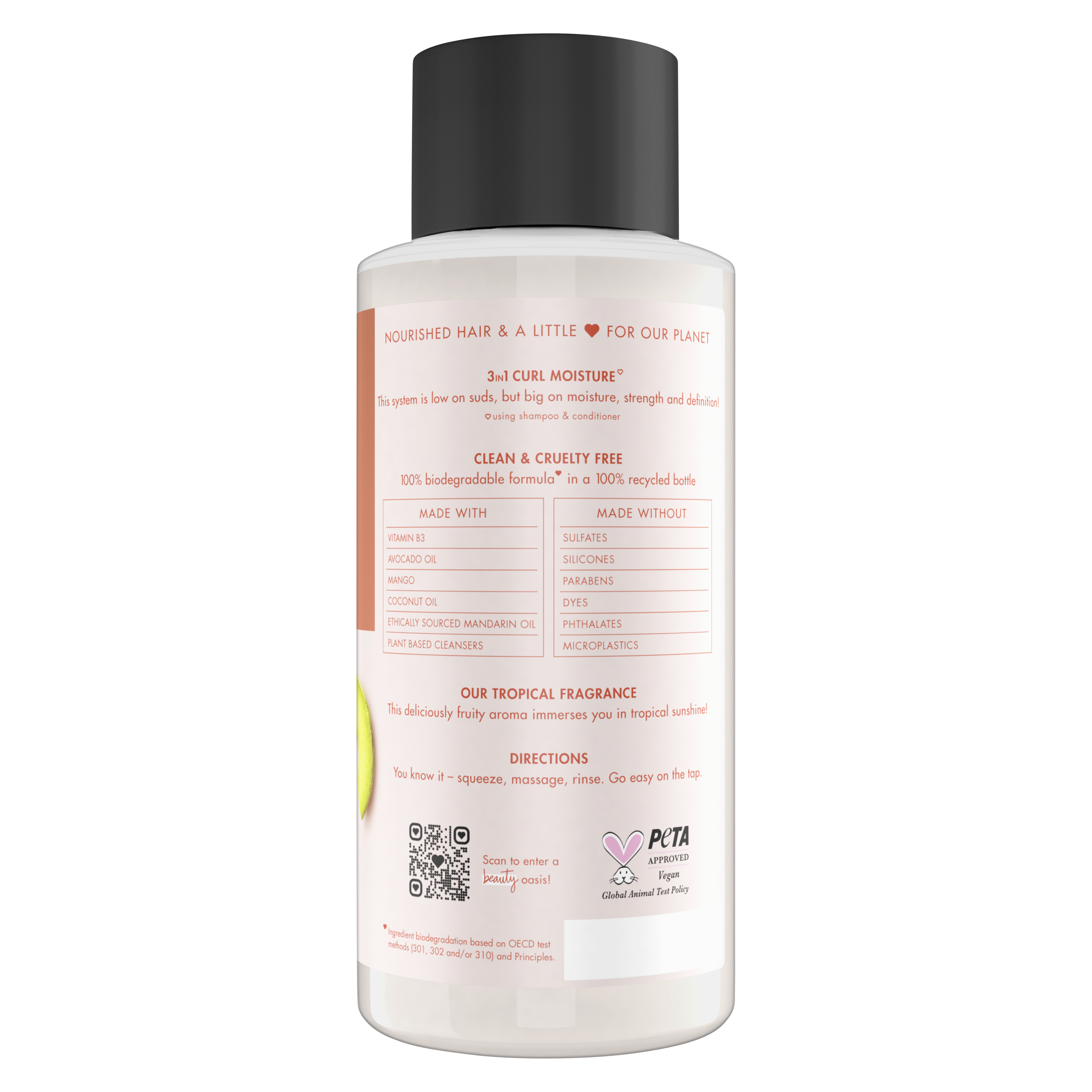 Back of shampoo pack Love Beauty Planet Sulfate Free Avocado & Mango Shampoo Ultra-Nourishing 13.5oz