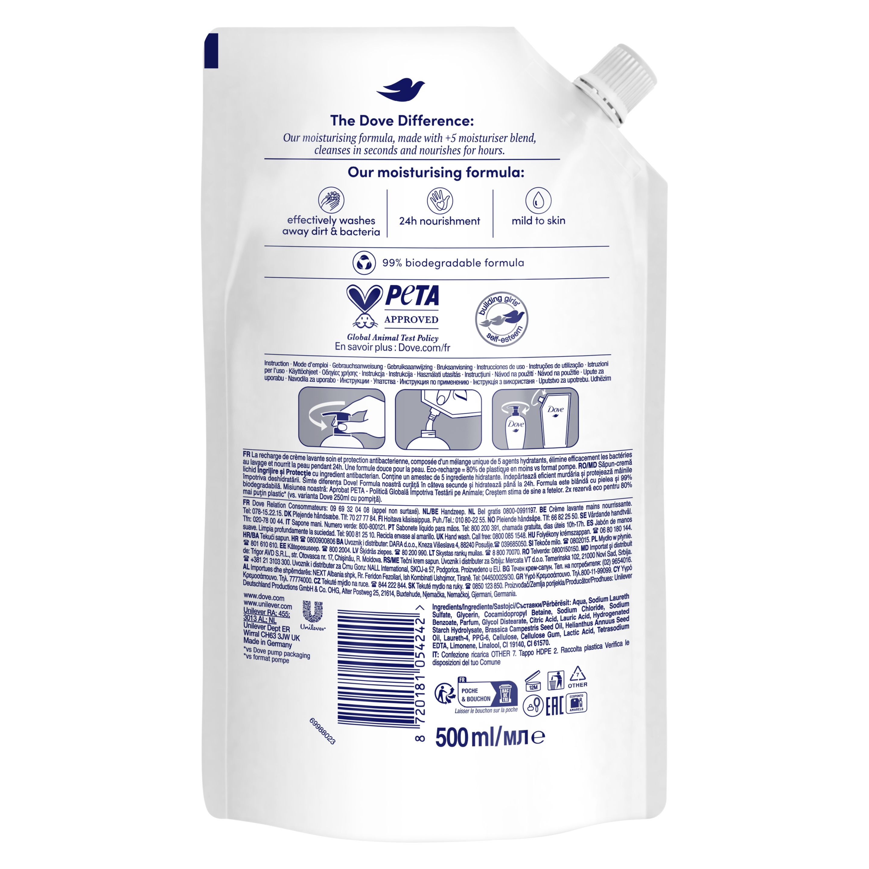 Savon Liquide Mains Care & Protect Recharge 500ml