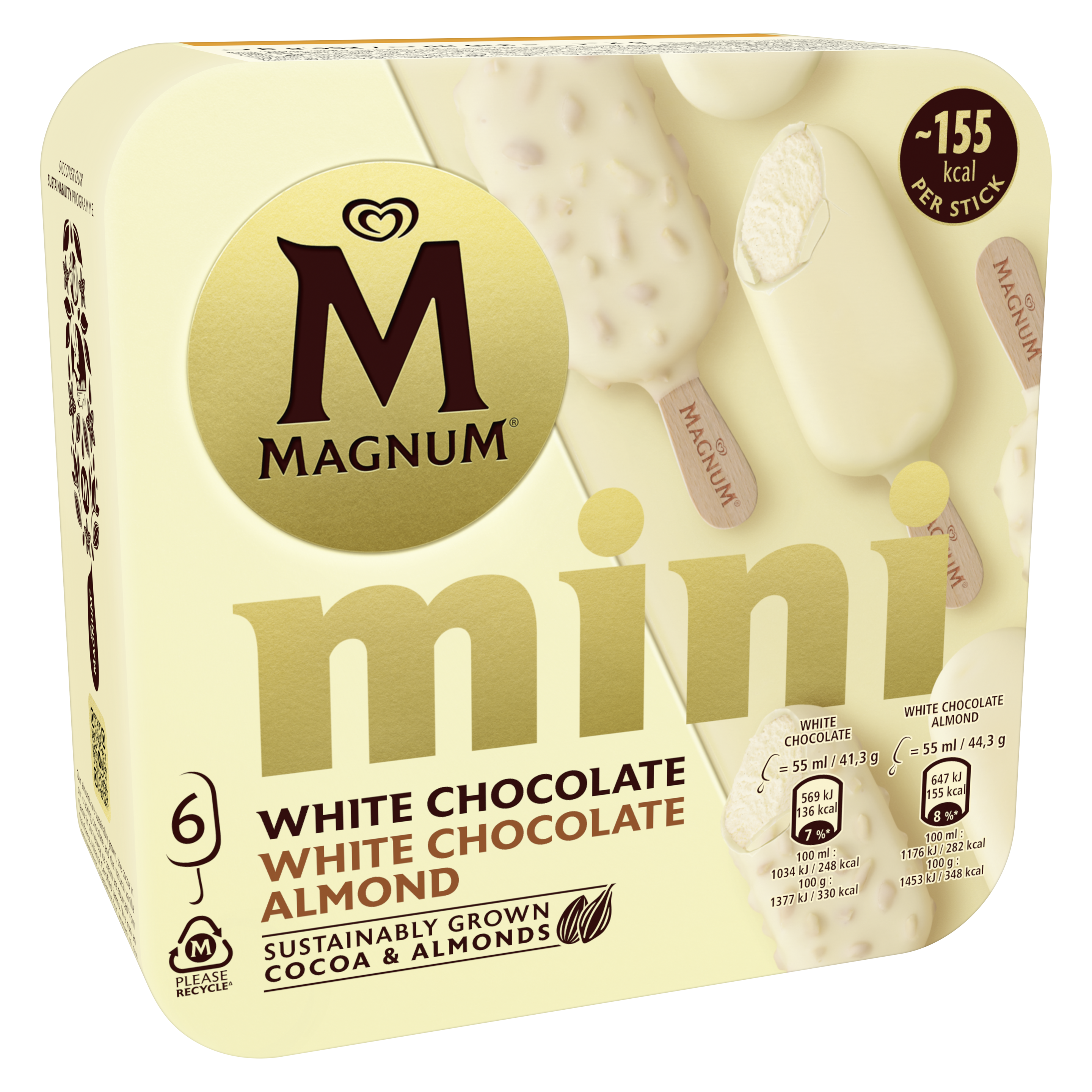 Magnum Mini Helado White  & Magnum Mini Helado White Almond 55ml x7