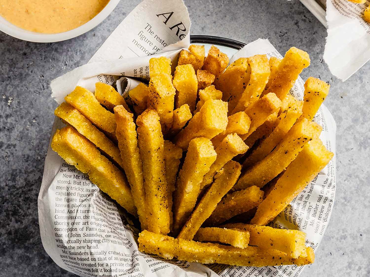 Polenta Fries with Cheesy Chipotle Dipping Sauce