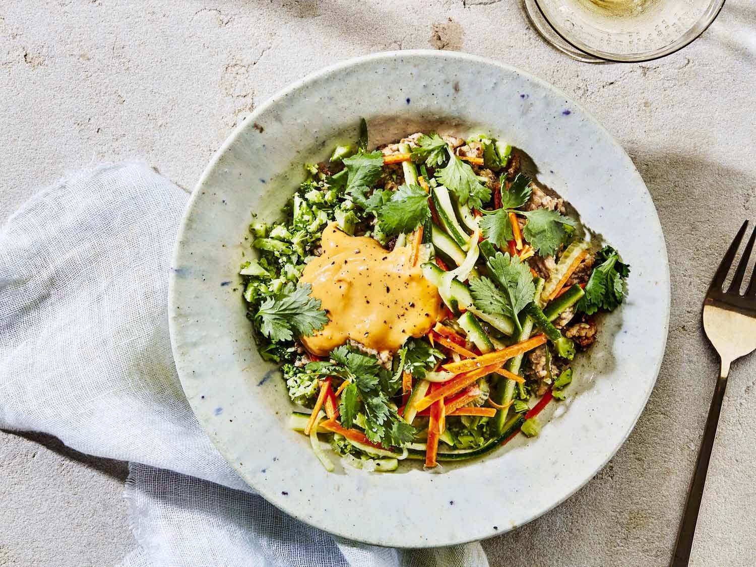 Recipe: Banh Mi ‘rice’ Bowl With Spicy Pork And Sriracha Mayo