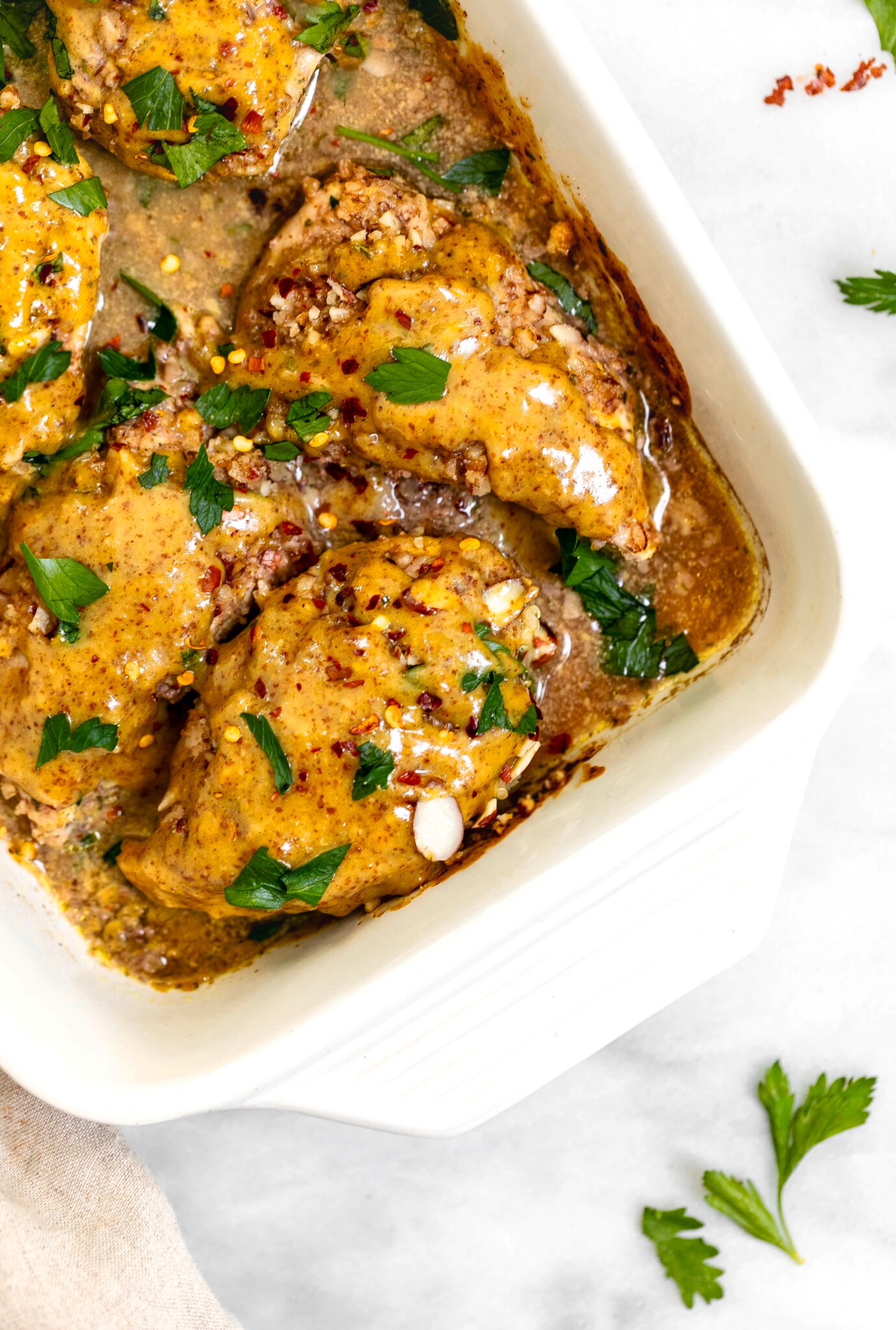 Triple Mustard Chicken With Parsley Quinoa Salad