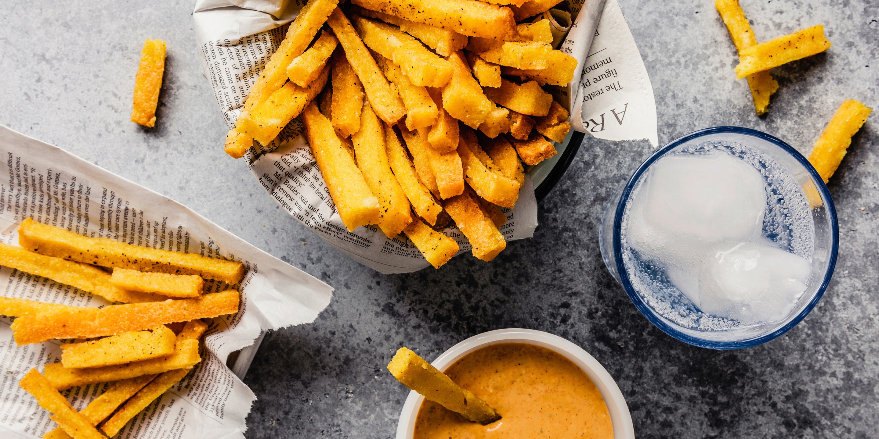Polenta Fries with Cheesy Chipotle Dipping Sauce