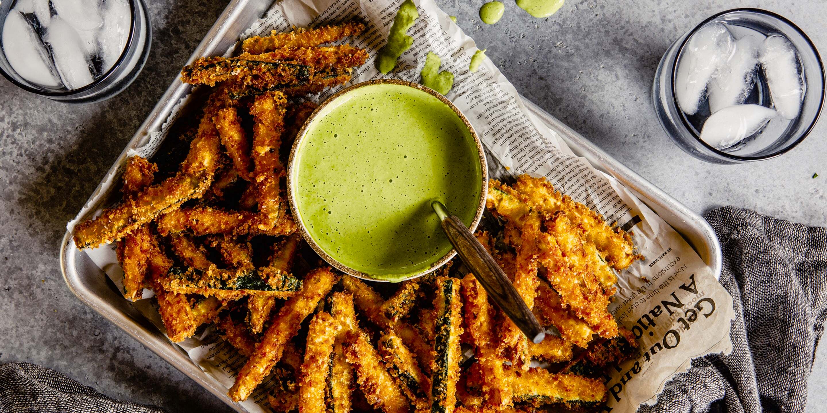 Zucchini Fries with Green Goddess Dipping Sauce