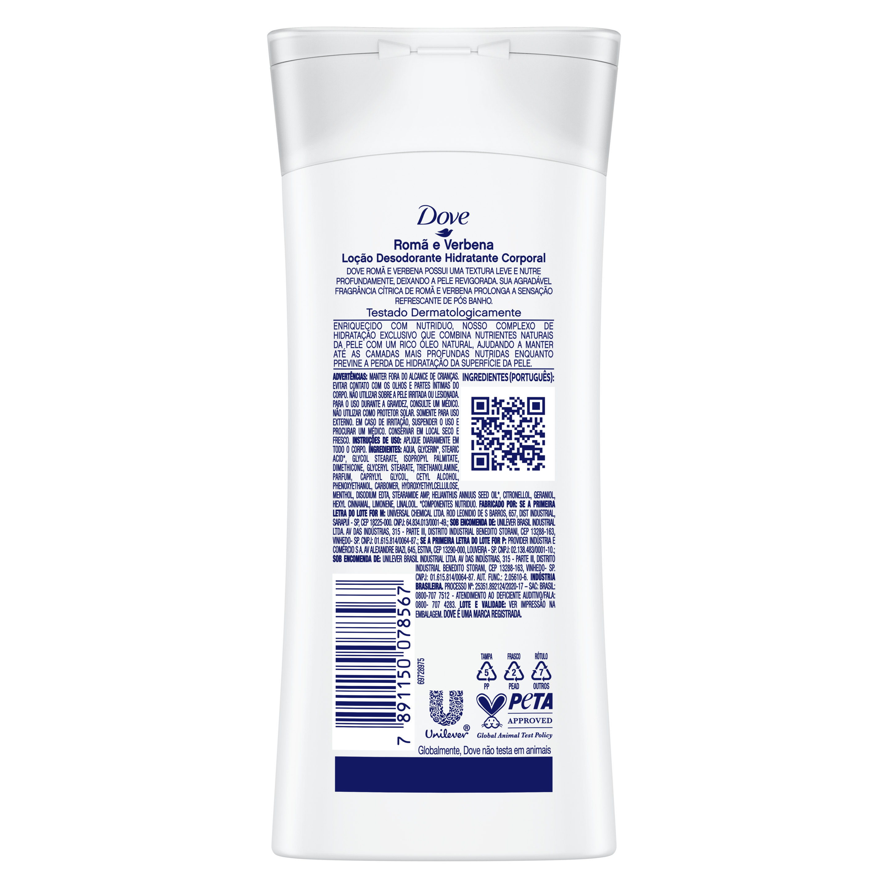 Loção Desodorante Hidratante Corporal Dove Romã e Verbena