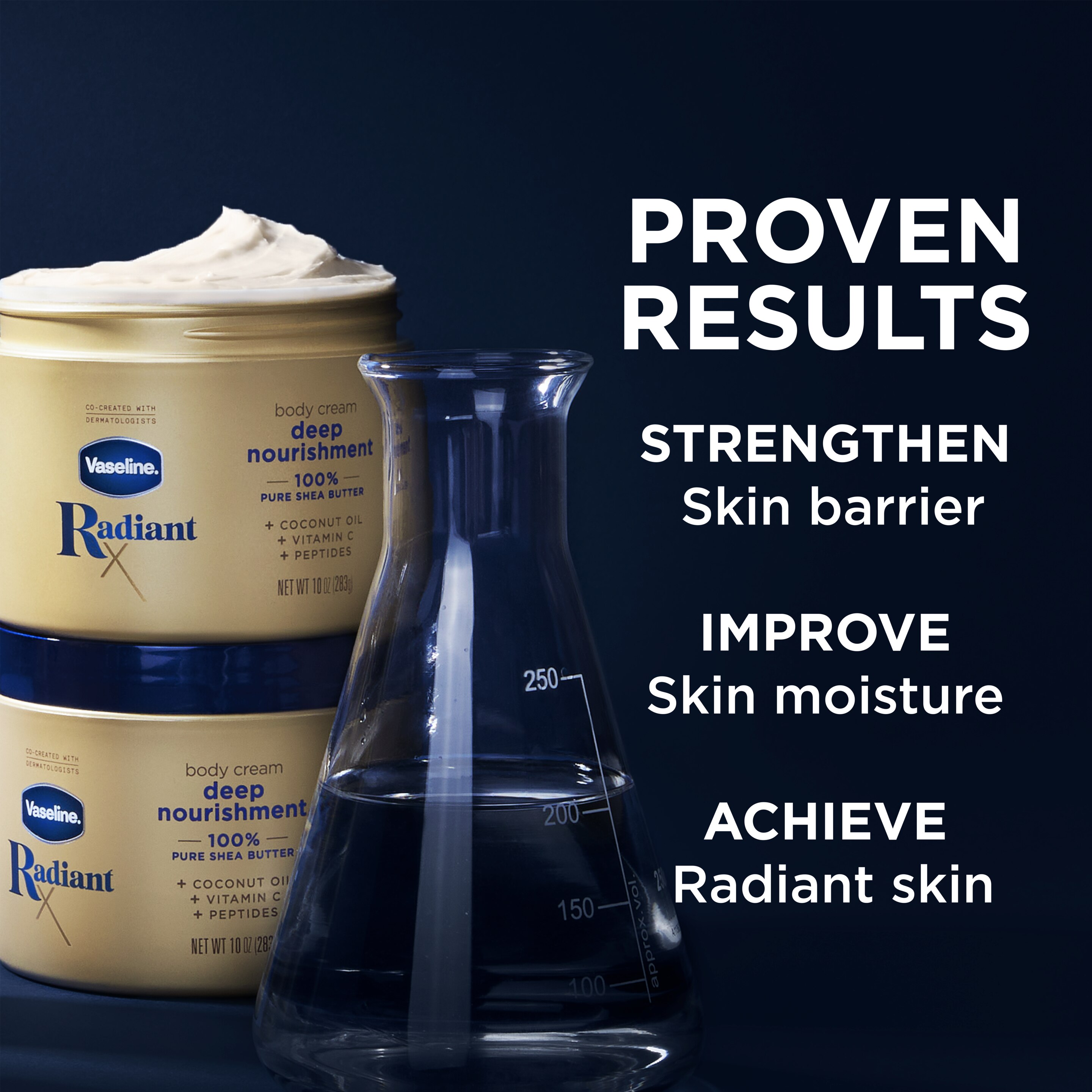 Vaseline® Radiant X Deep Nourishment Body Cream open lid