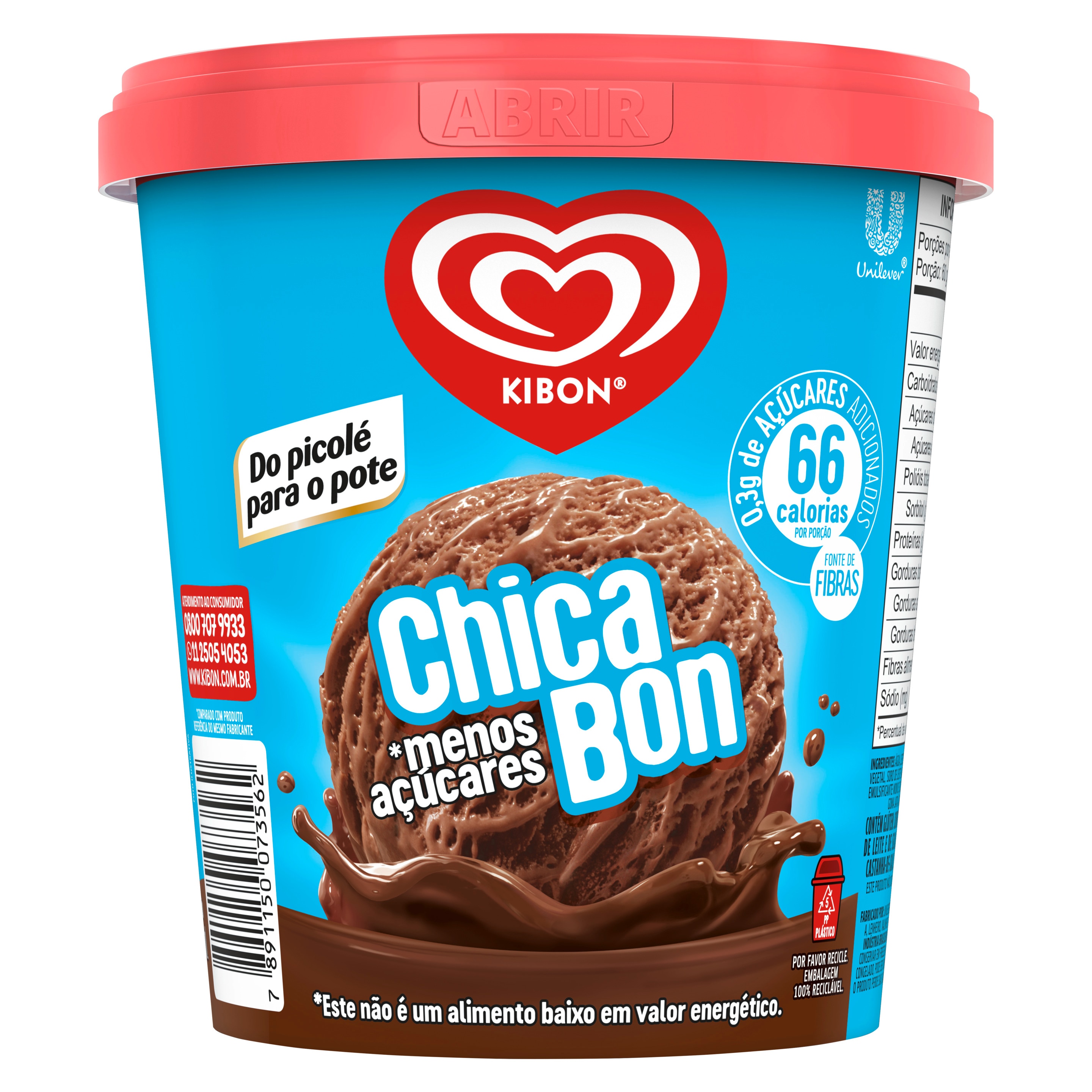 Chicabon Menos Açúcares 800ml