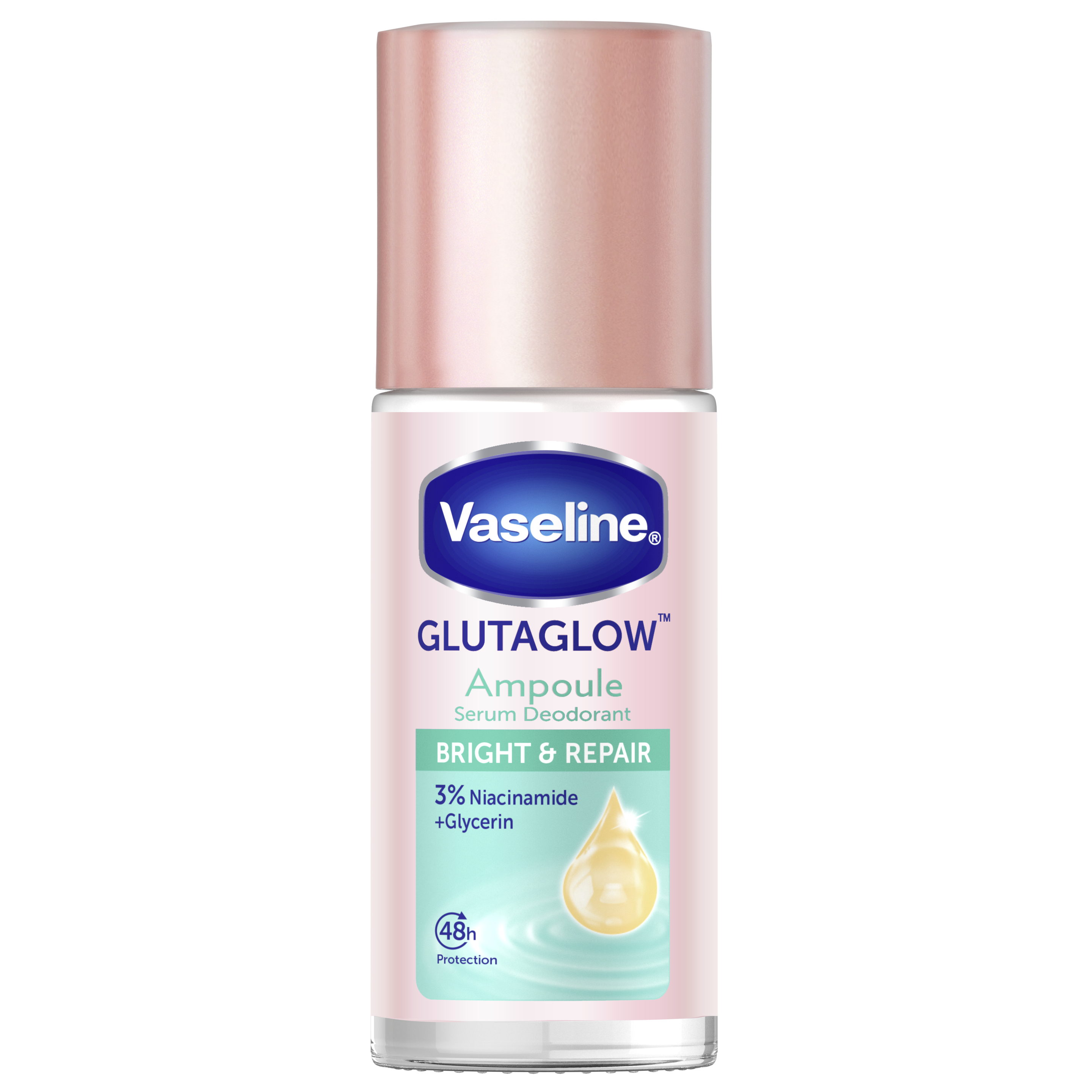 Vaseline® Deodorant Roll On Bright & Repair 45ml FOP Pack packshot