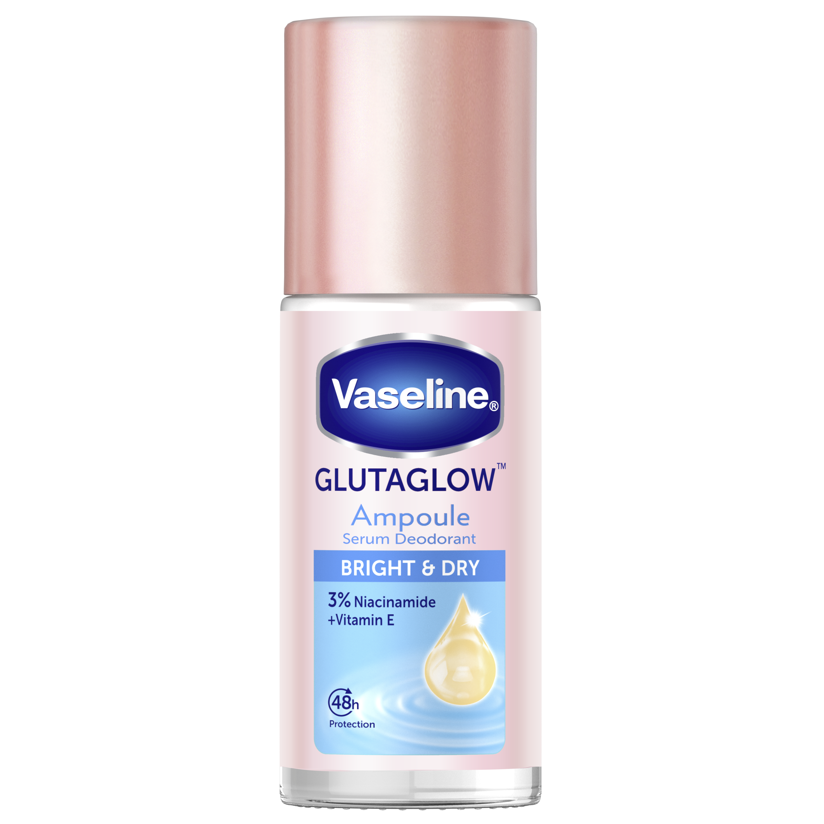 Vaseline Deodorant Roll On Bright & Dry 45ml FOP Pack packshot