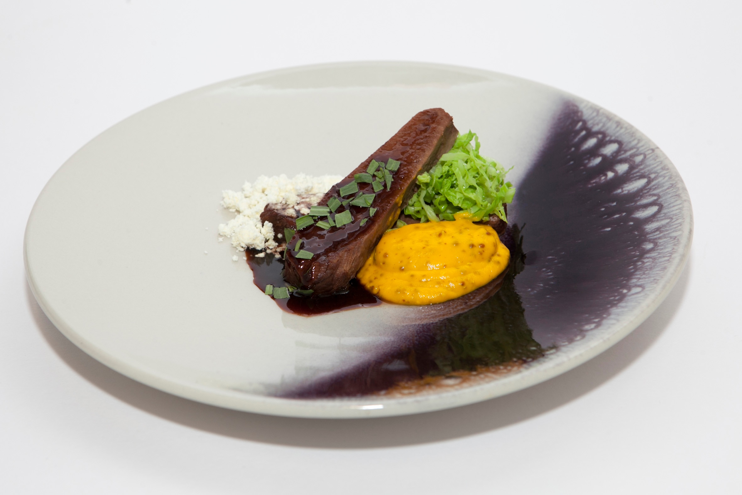 Beef short ribs, mustard and carrot puree