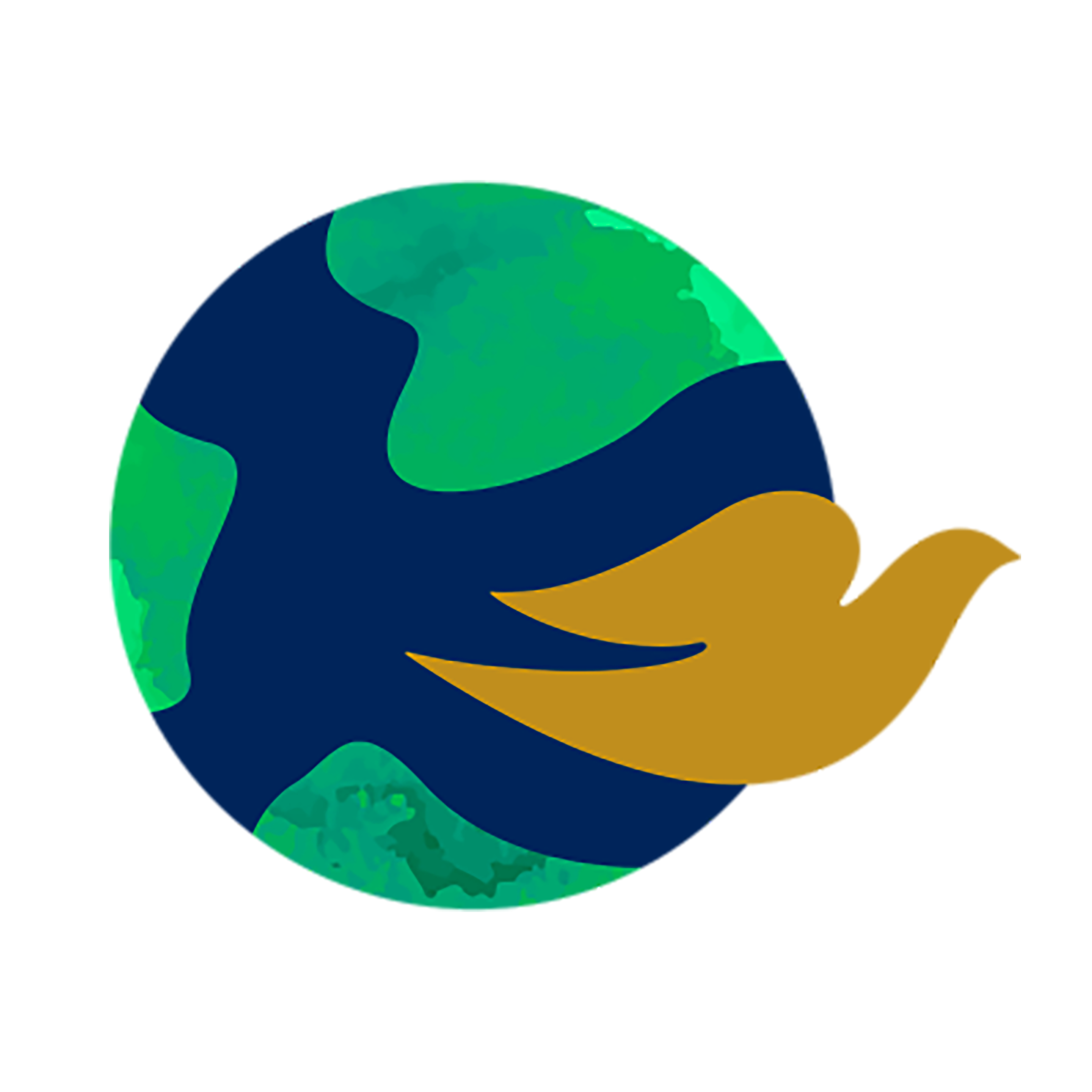 Dove logo beside an earth icon