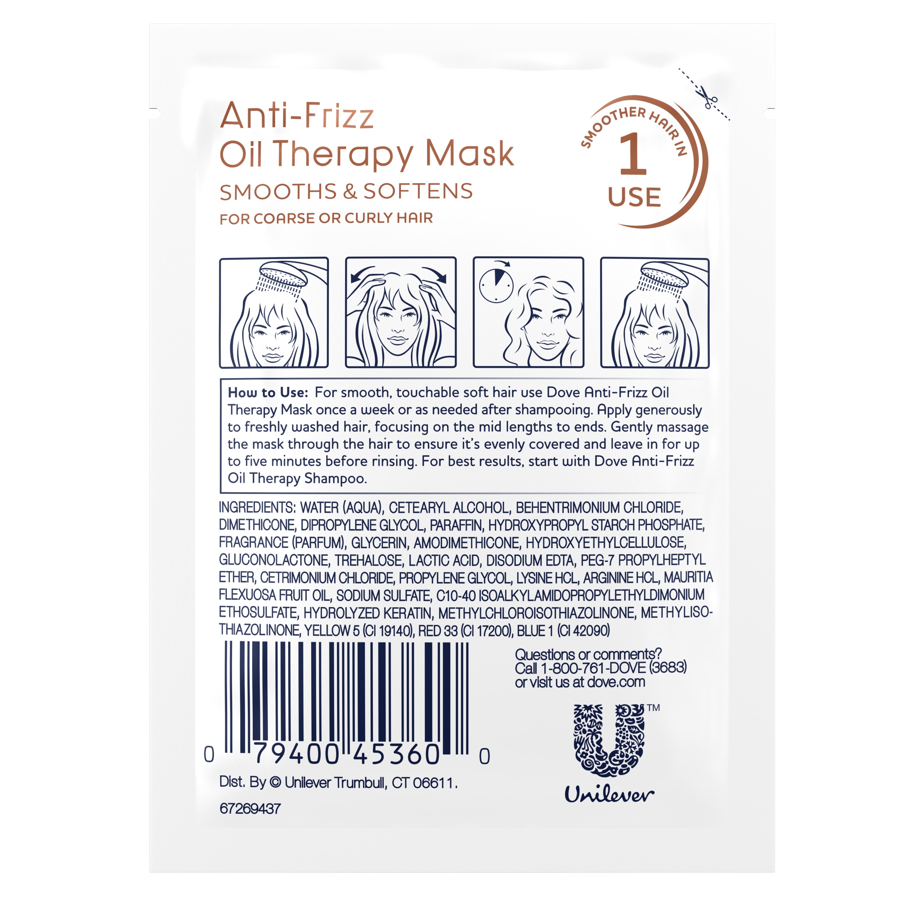 Dove Anti-Frizz Oil Therapy Hair Mask 1.5oz