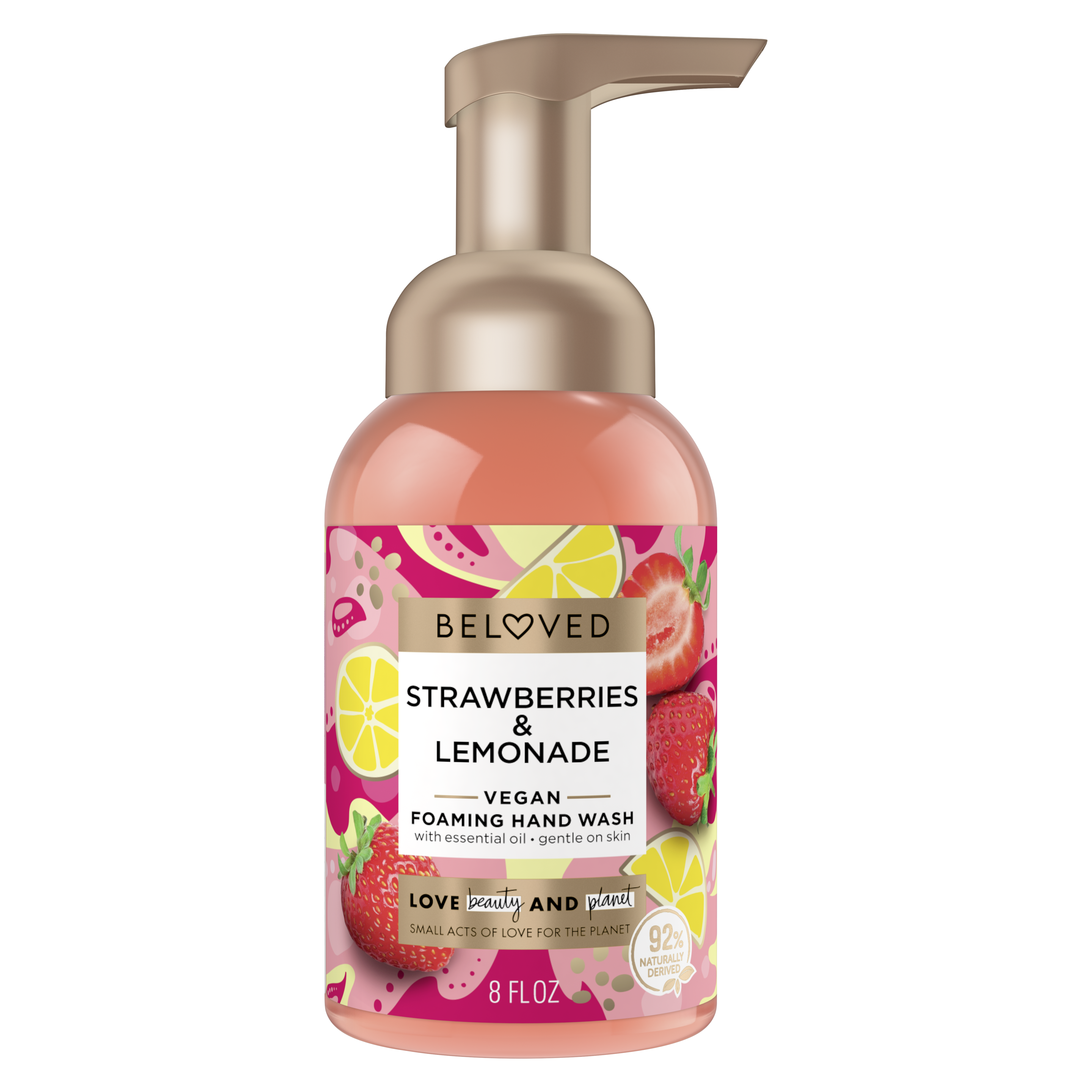 Front of Beloved Strawberries & Lemonade Foaming Hand Wash