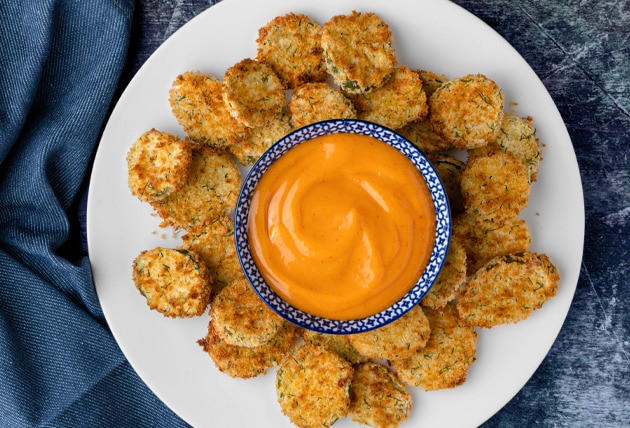 Air-Fried Pickles with Spicy Mayonnaise