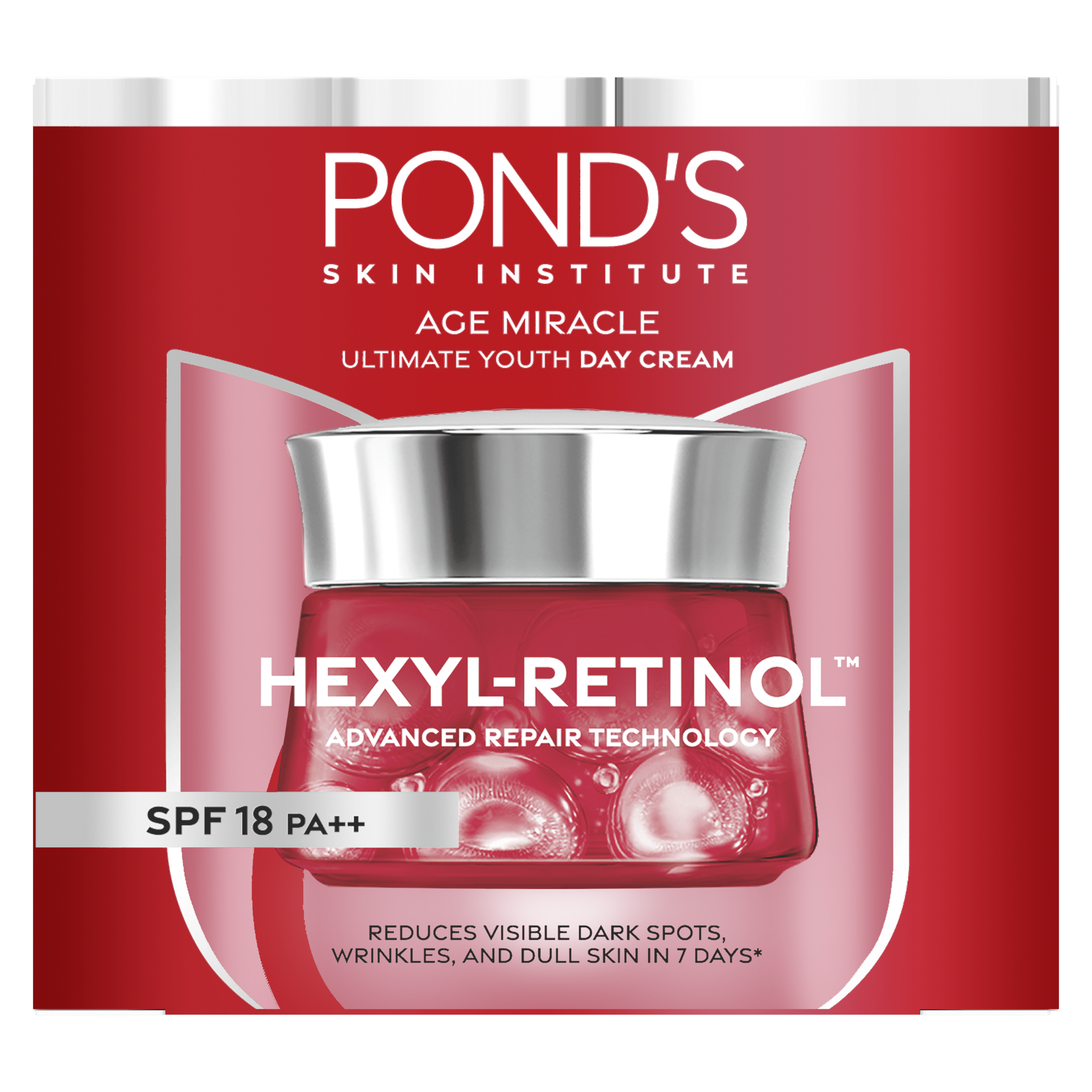PONDS AGE MIRACLE Day Cream Moisturizer Anti Aging+Glowing with Retinol & SPF18 20G packshot