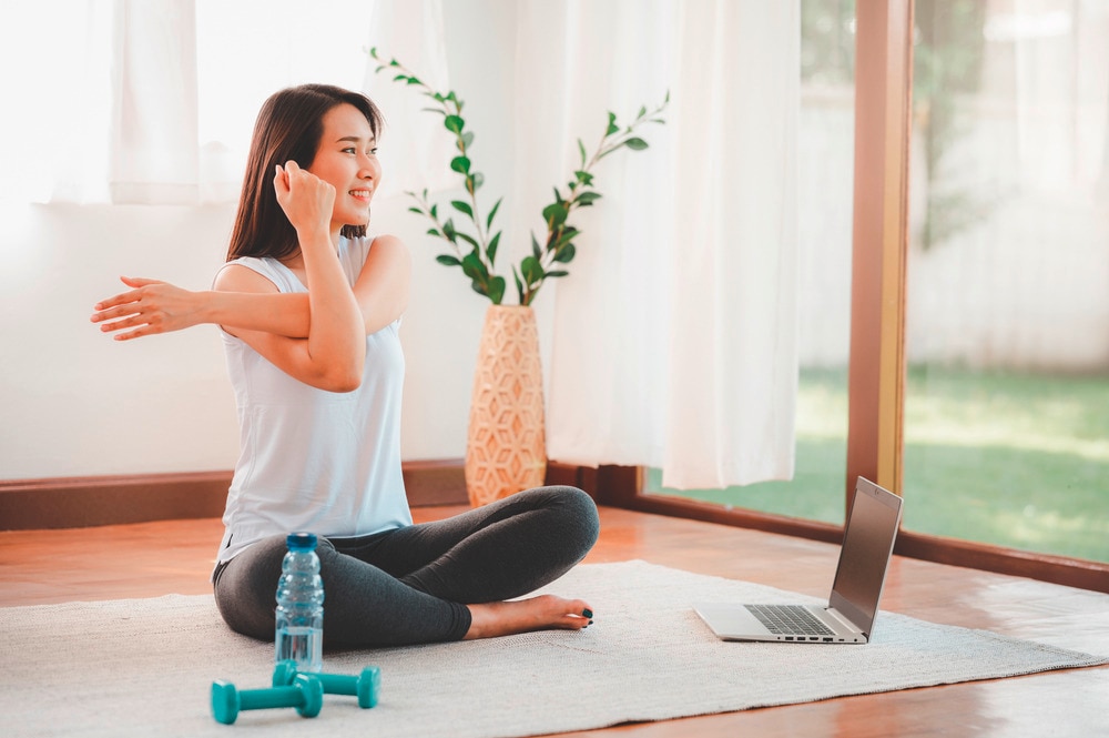 Asian woman doing yoga