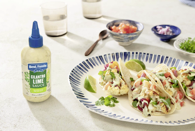 cilantro lime sauce on tacos