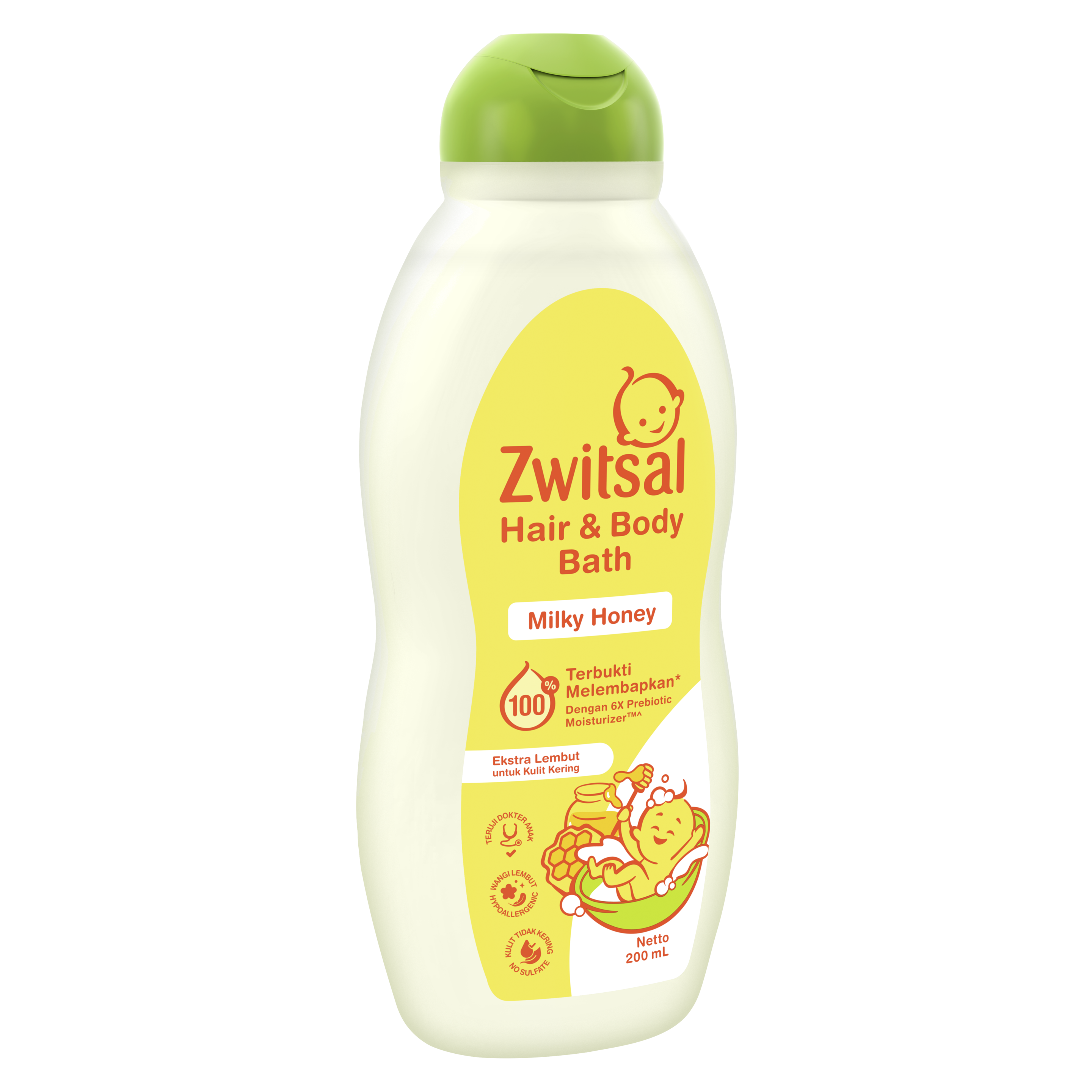 Zwitsal Baby Hair & Body Bath 2in1 Milky Honey 400mL