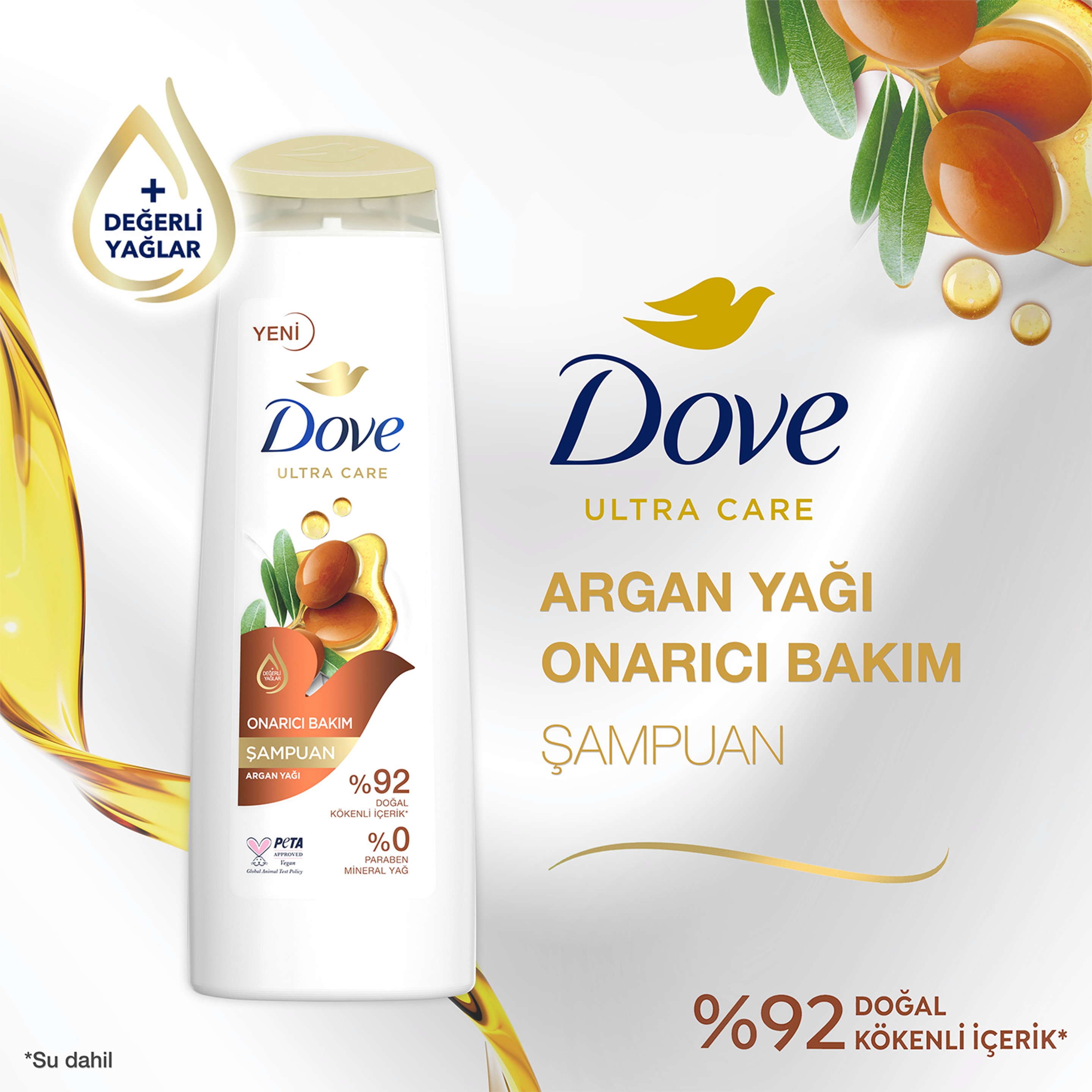 DOVE  Saç Bakım Şampuanı  Argan Yağı Onarıcı Bakım 400 ml