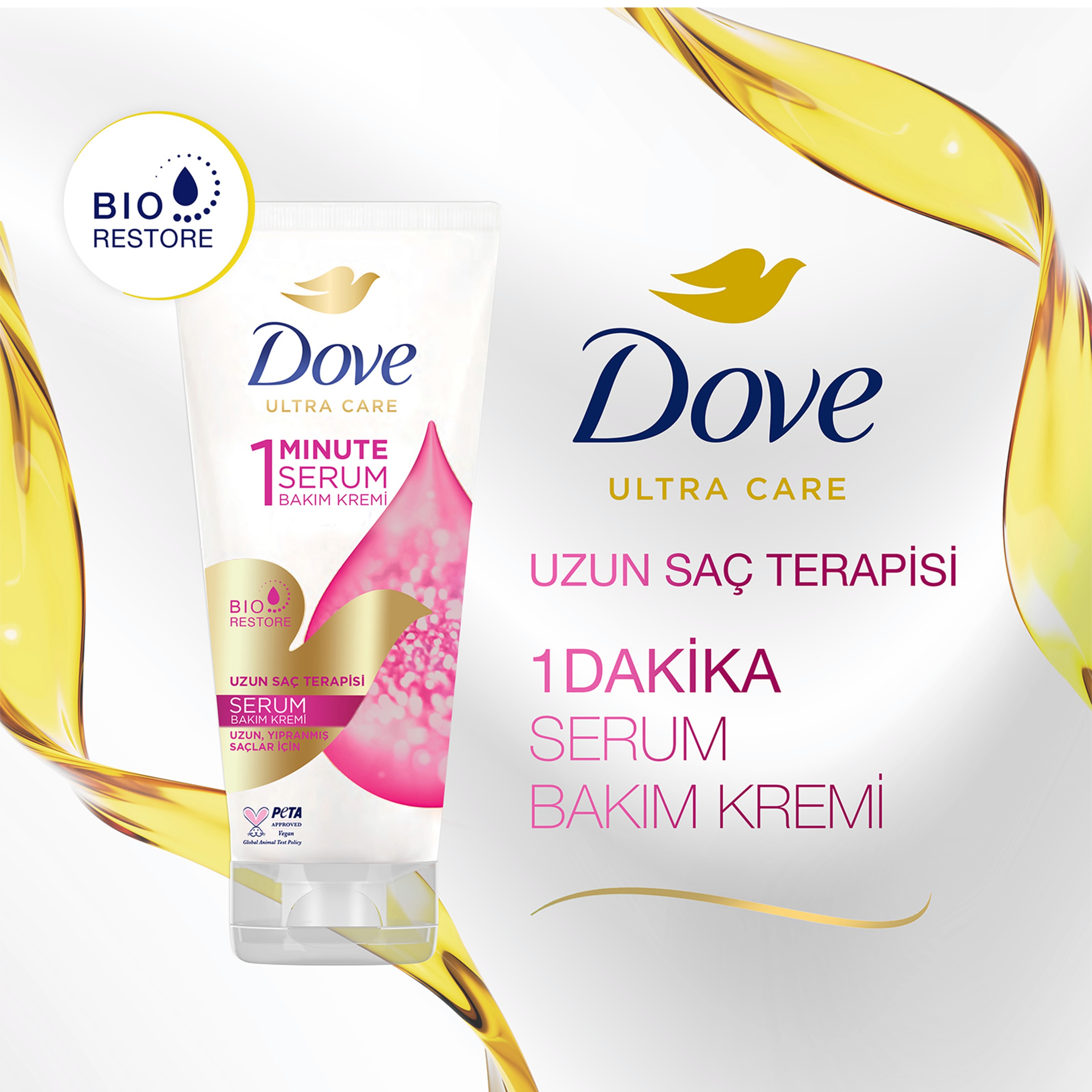 DOVE 1 Minute Serum Saç Bakım Kremi  Uzun Saç Terapisi  170 ml
