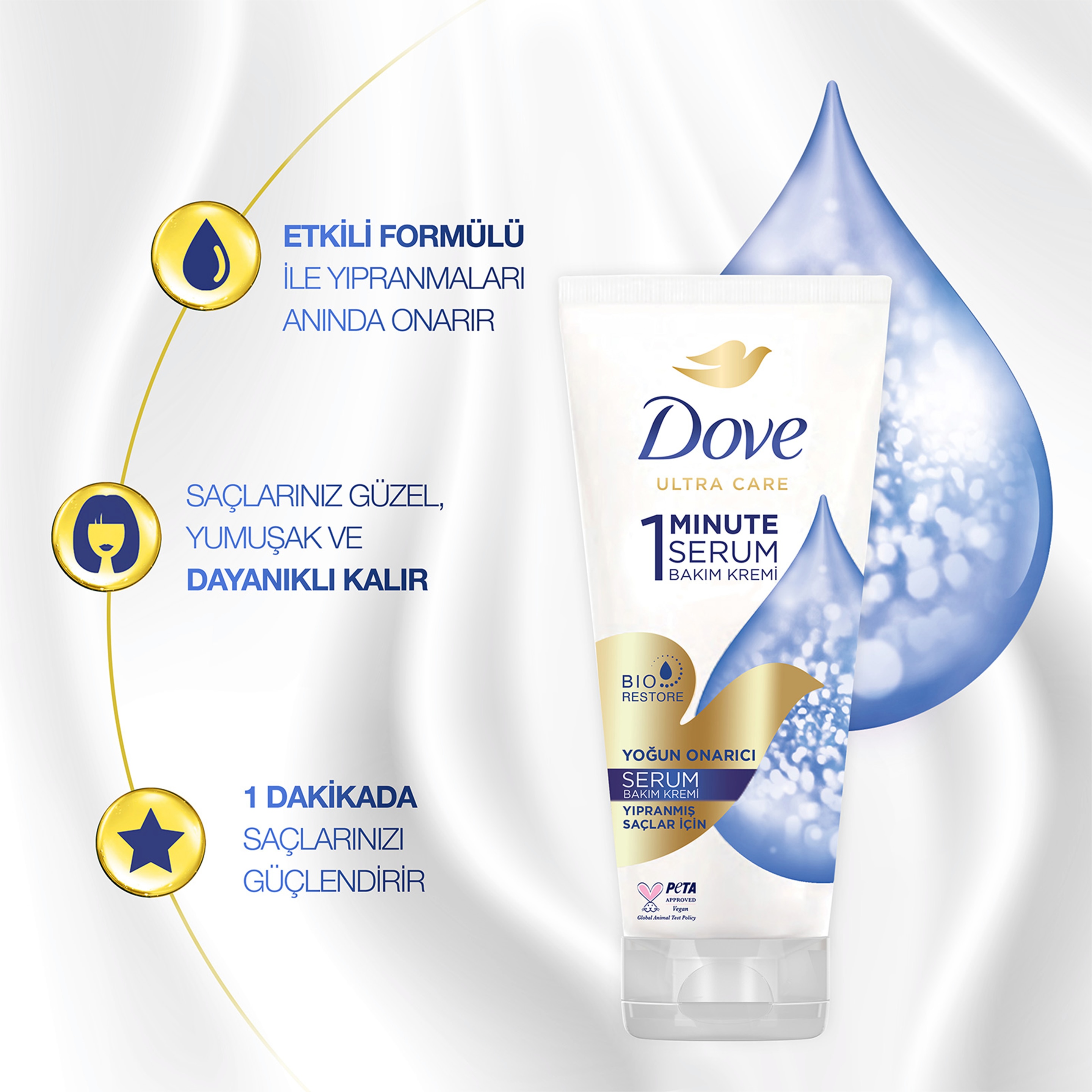 DOVE 1 Minute Serum Saç Bakım Kremi  Yoğun Onarıcı  170 ml