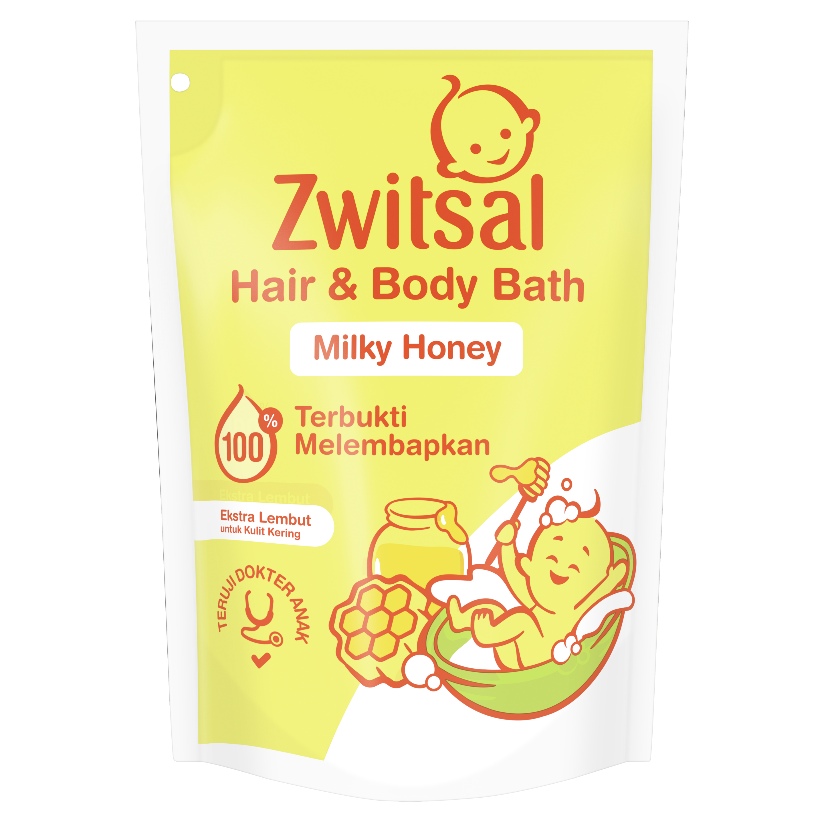 Zwitsal Baby Hair & Body Bath 2in1 Milky Honey 400mL