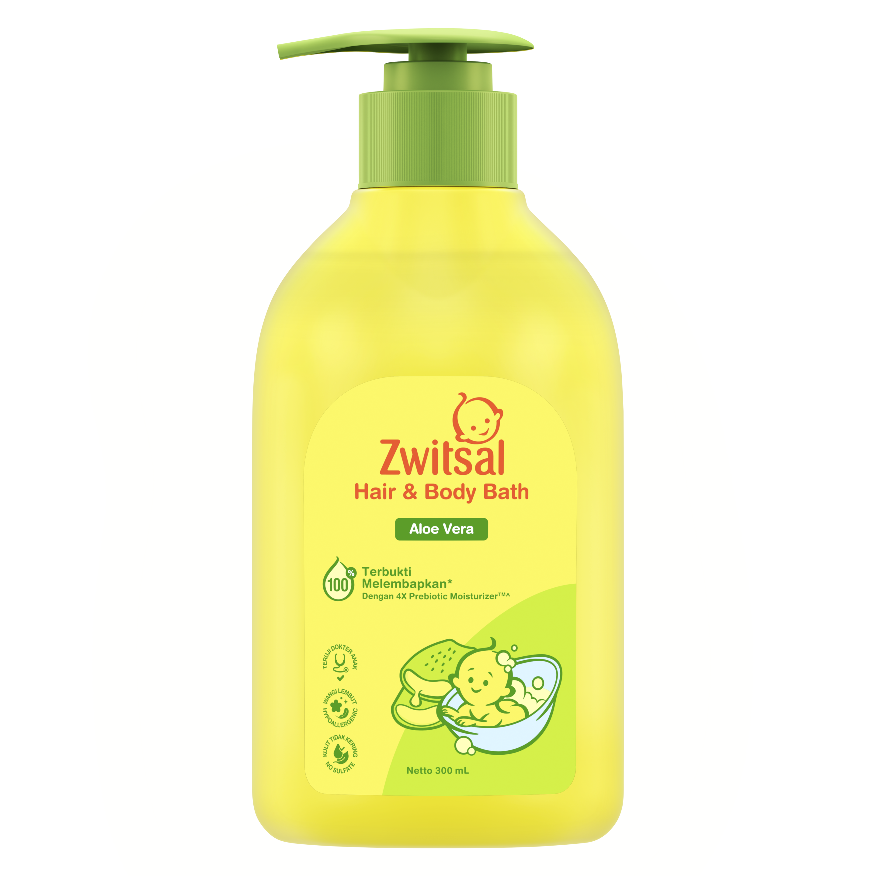 Zwitsal Baby Hair & Body Bath 2in1 Aloe Vera 400mL