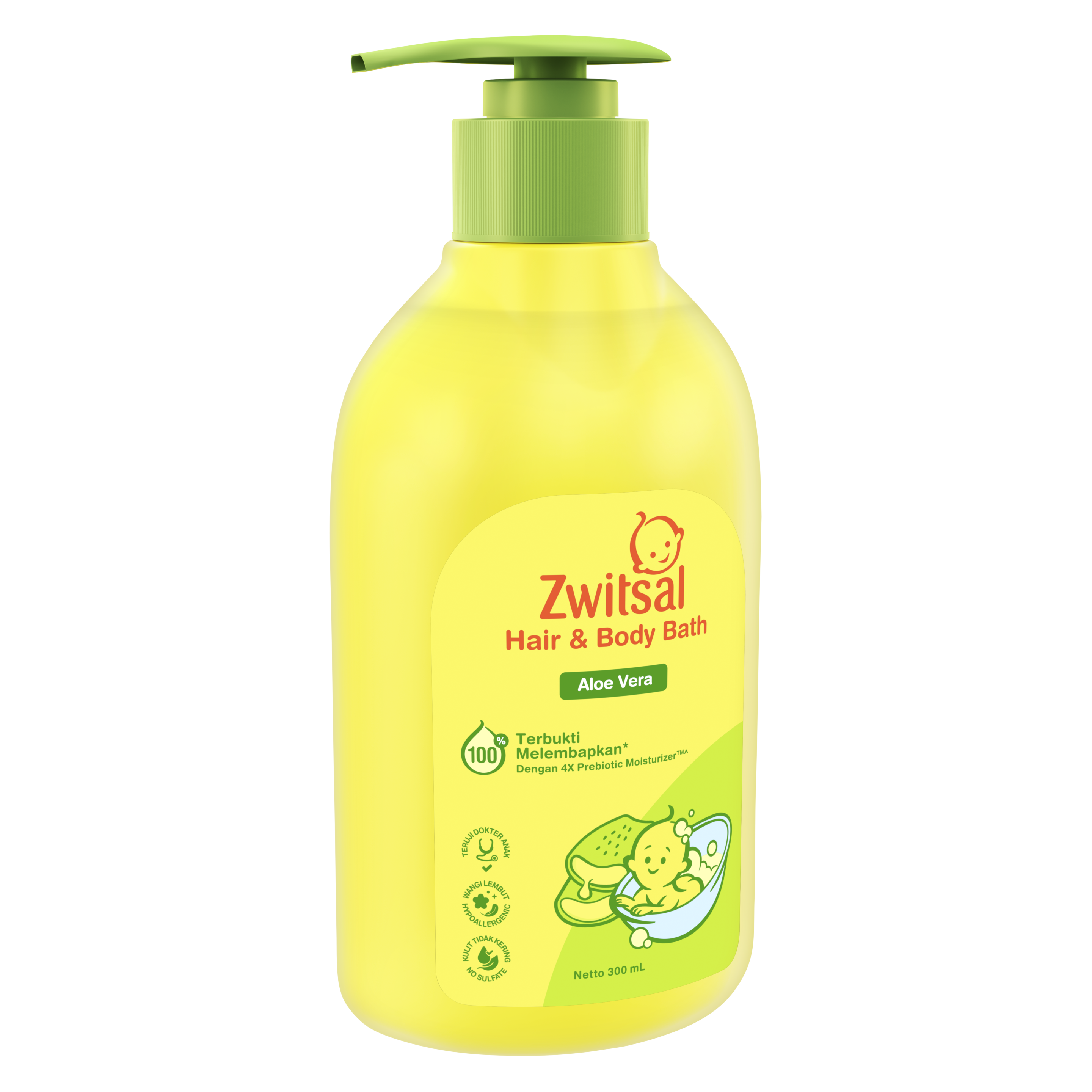 Zwitsal Baby Hair & Body Bath 2in1 Aloe Vera 400mL
