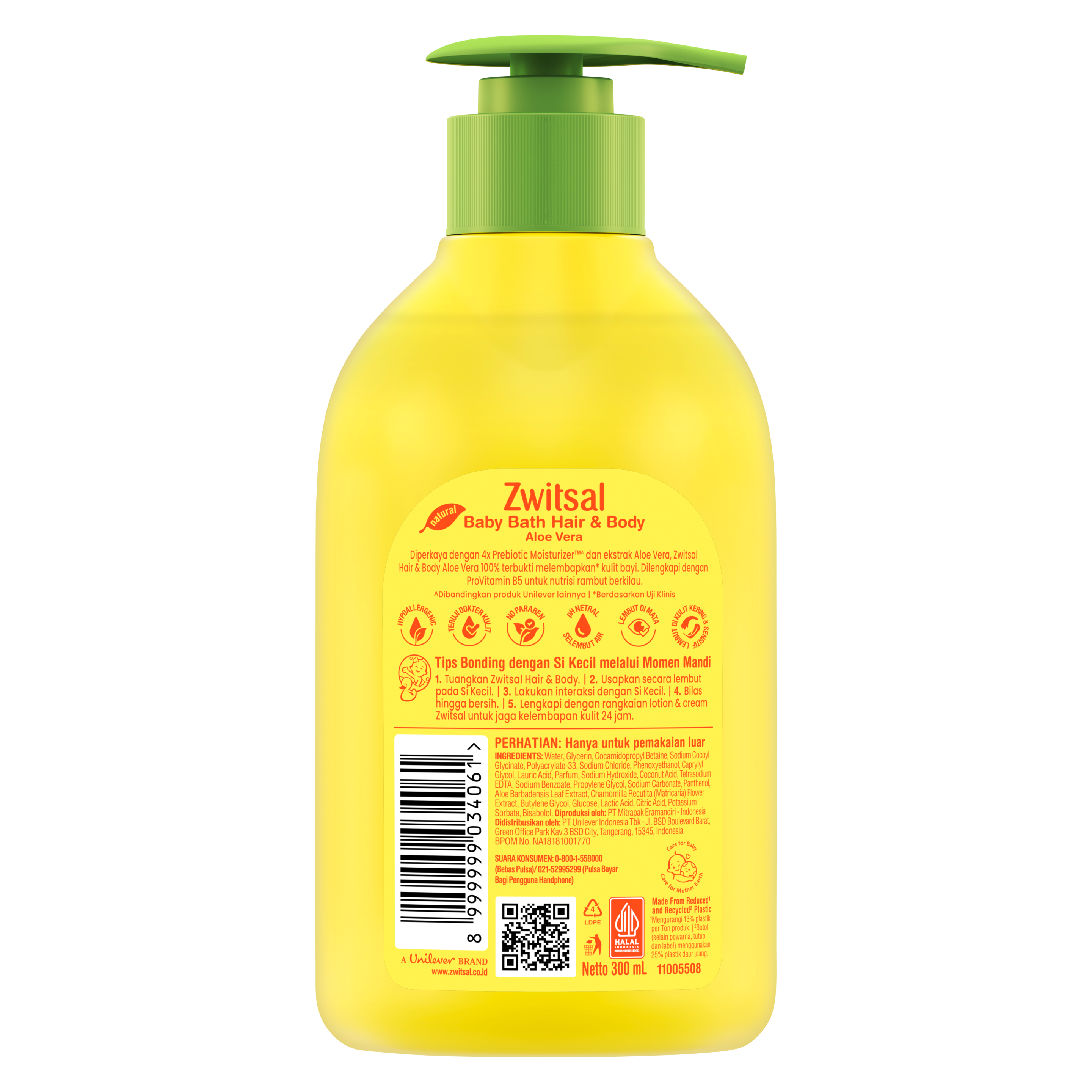 Zwitsal Baby Hair & Body Bath 2in1 Aloe Vera 400mL