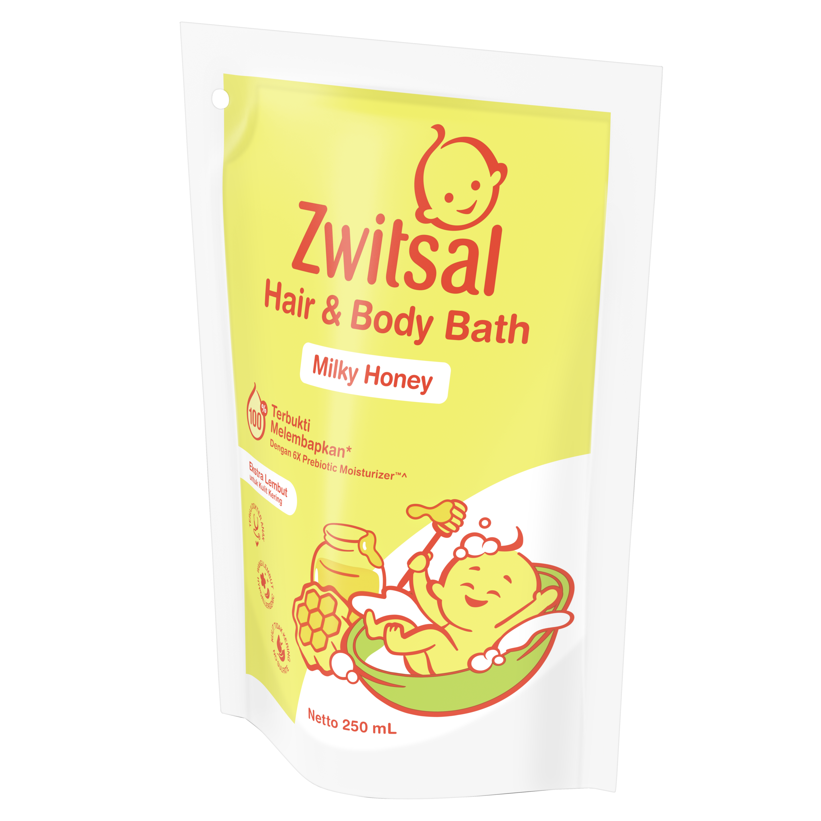 Zwitsal Baby Hair & Body Bath 2in1 Milky Honey 400mL