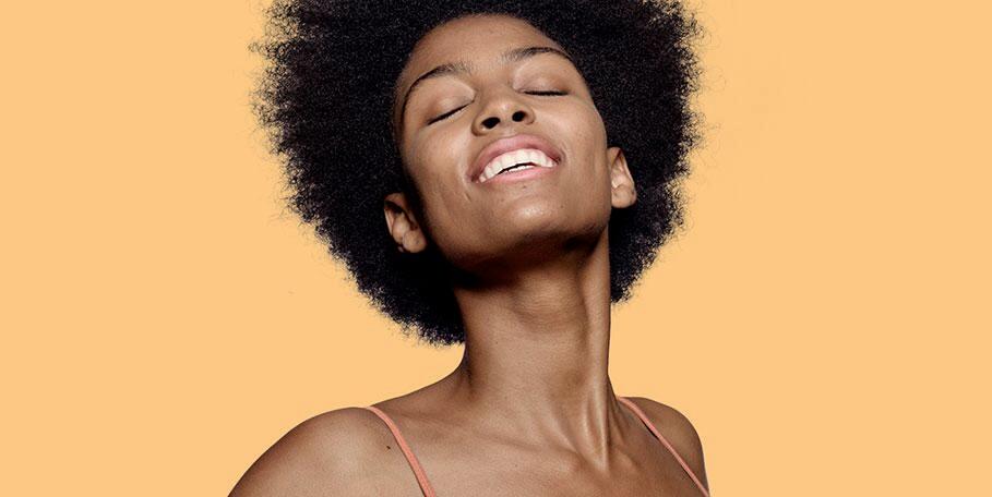 african american model with orange background