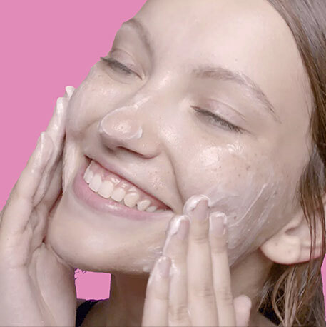 model scrubbing face