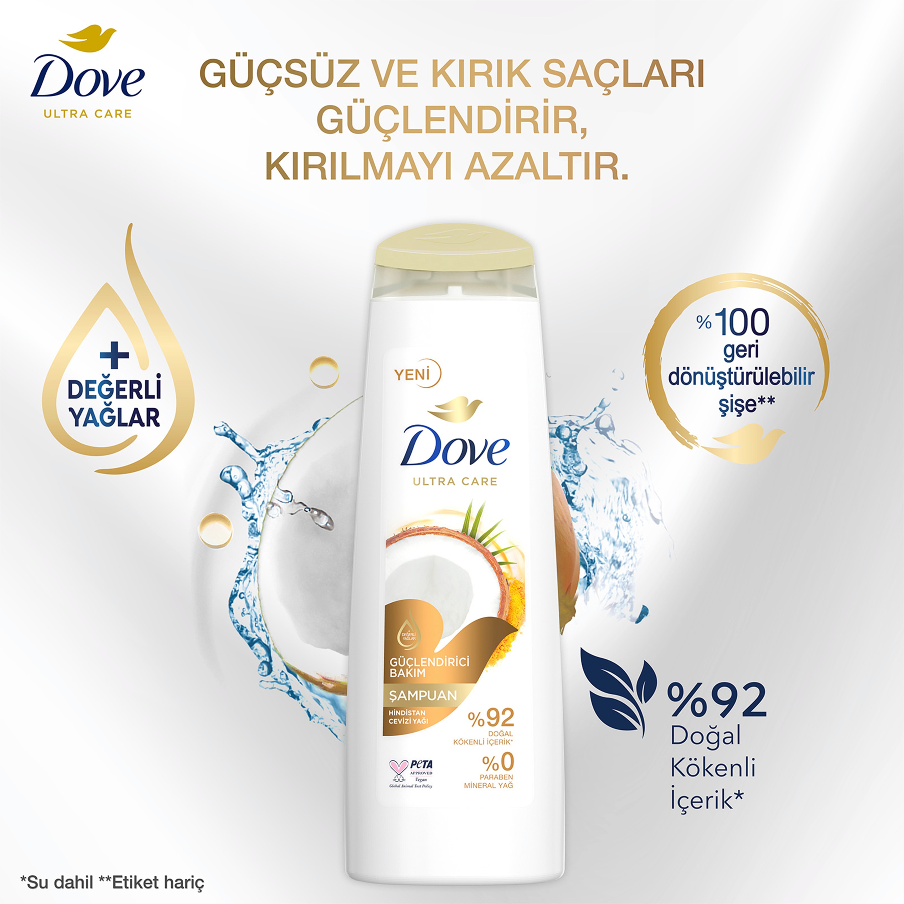 Dove  Saç Bakım Şampuanı  Hindistan Cevizi Yağı Güçlendirici Bakım 400 ml