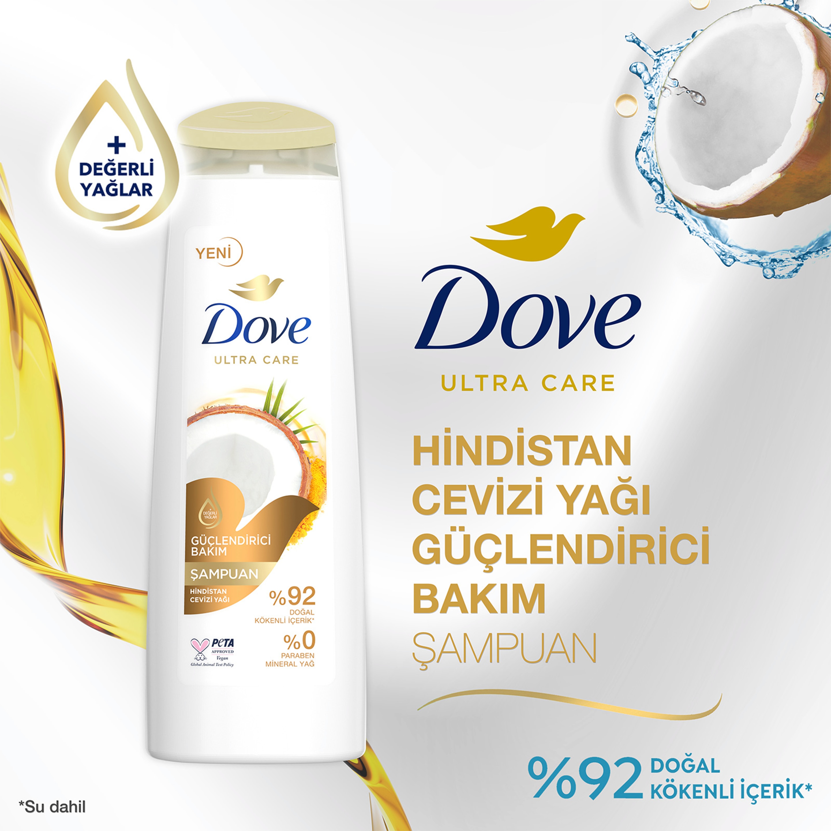 Dove  Saç Bakım Şampuanı  Hindistan Cevizi Yağı Güçlendirici Bakım 400 ml
