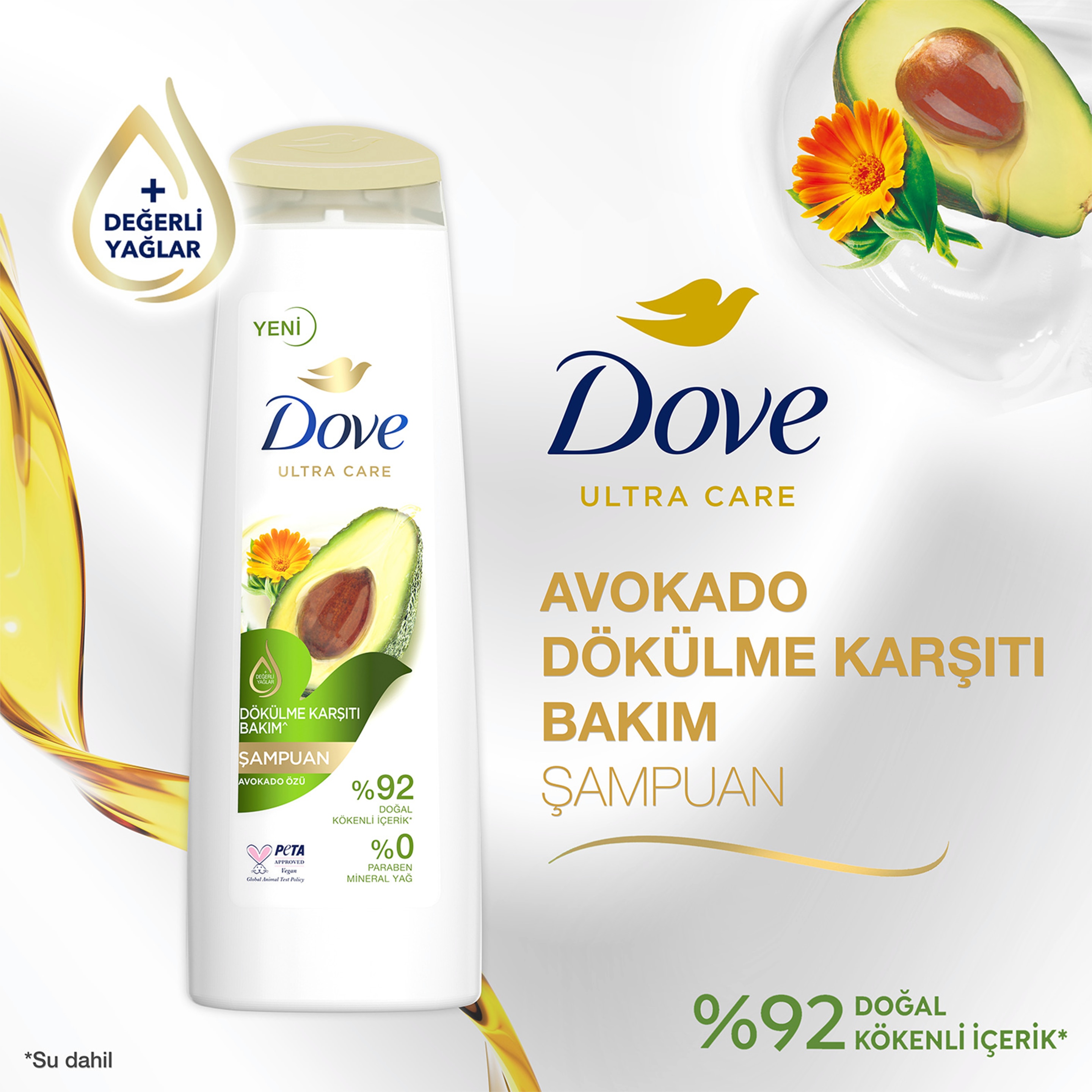 Dove  Saç Bakım Şampuanı  Avokado Özü Dökülme Karşıtı Bakım 400 ml