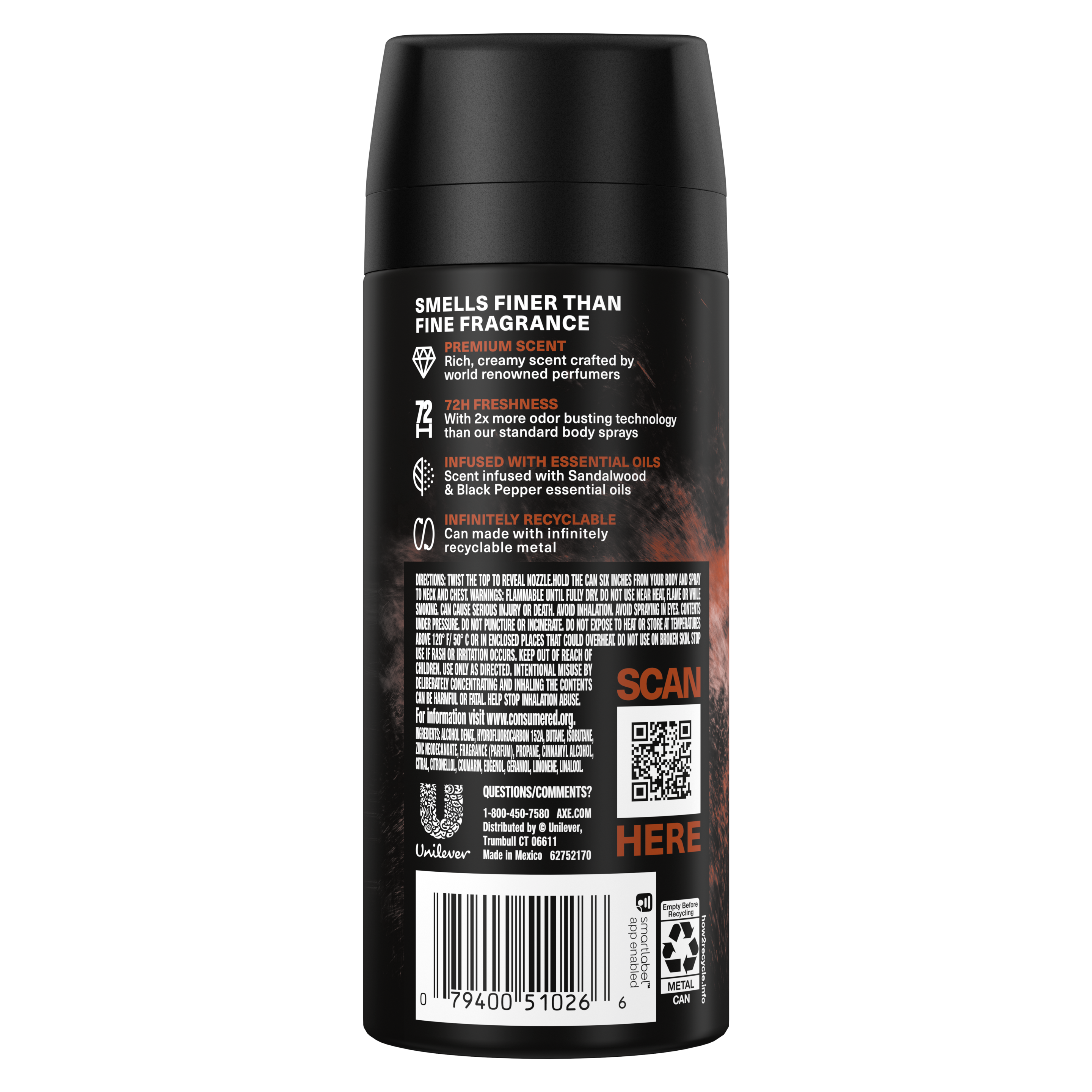 Fire Santal Premium Deodorant Body Spray Back