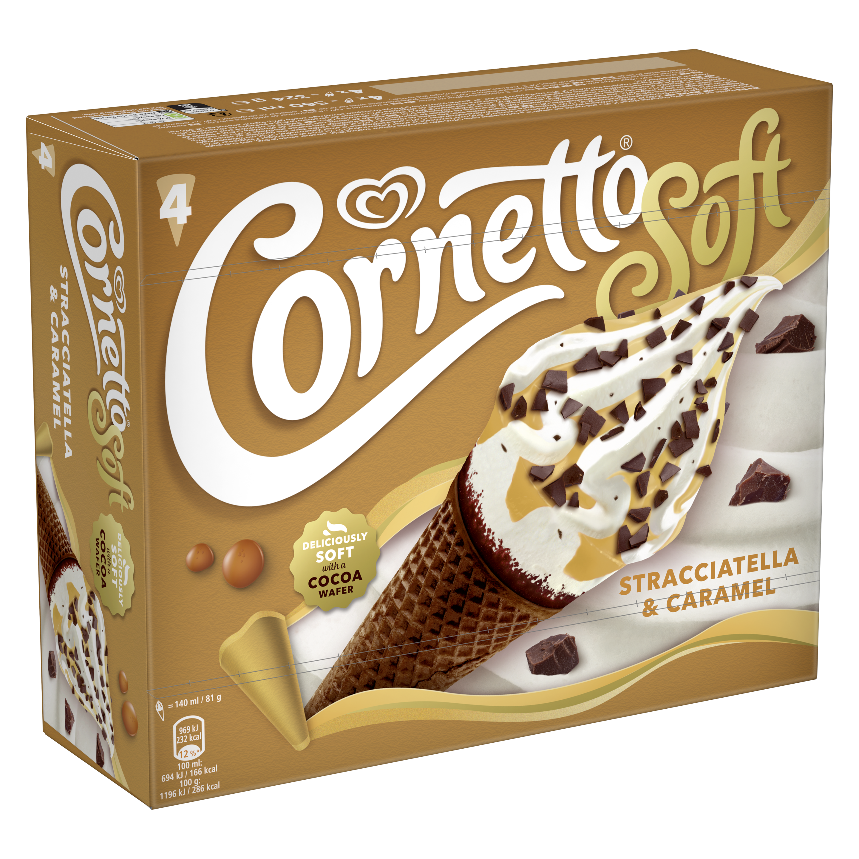 Cornetto Soft Helado  Stracciatella & Caramel  140ml x5